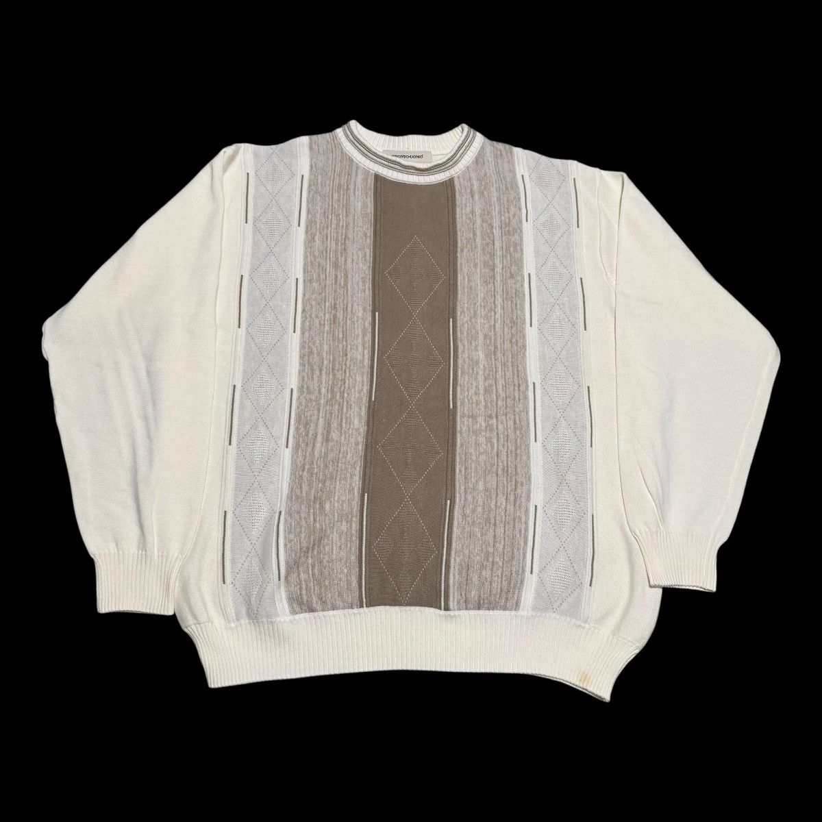 Pronto Uomo Pronto Uomo Multicolor Cable Knit Stained Crewneck Sweater L Size US L / EU 52-54 / 3 - 1 Thumbnail
