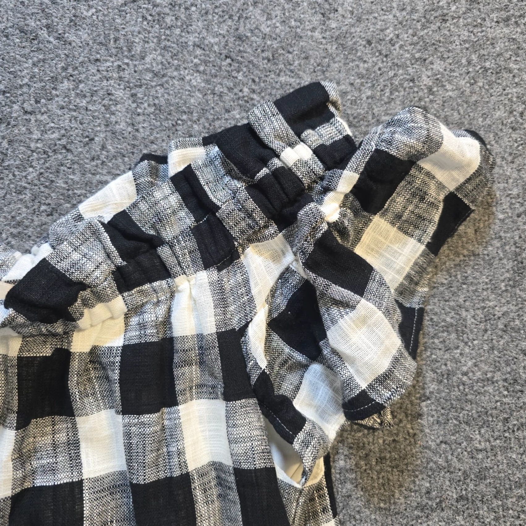 Vintage Corey Lynn Calter Dress Women Small Black White Gingham Plaid Linen Blend Casual A-Line Short Sleeve Round Neck Pullover Size S / US 4 / IT 40 - 3 Thumbnail
