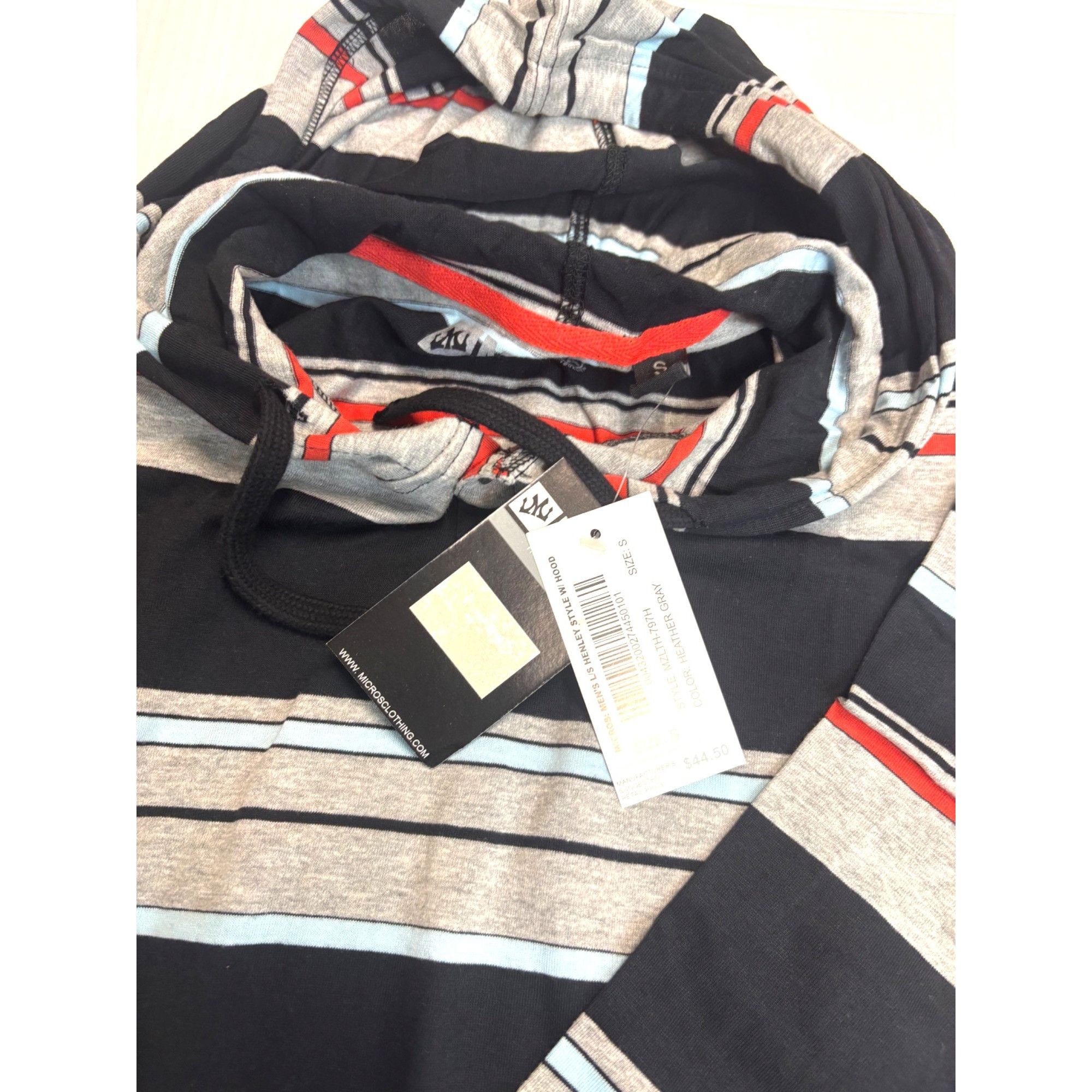 Other Micros Men’s Variagated Striped Long Sleeve Hooded Tee, Sz. Size US S / EU 44-46 / 1 - 7 Thumbnail