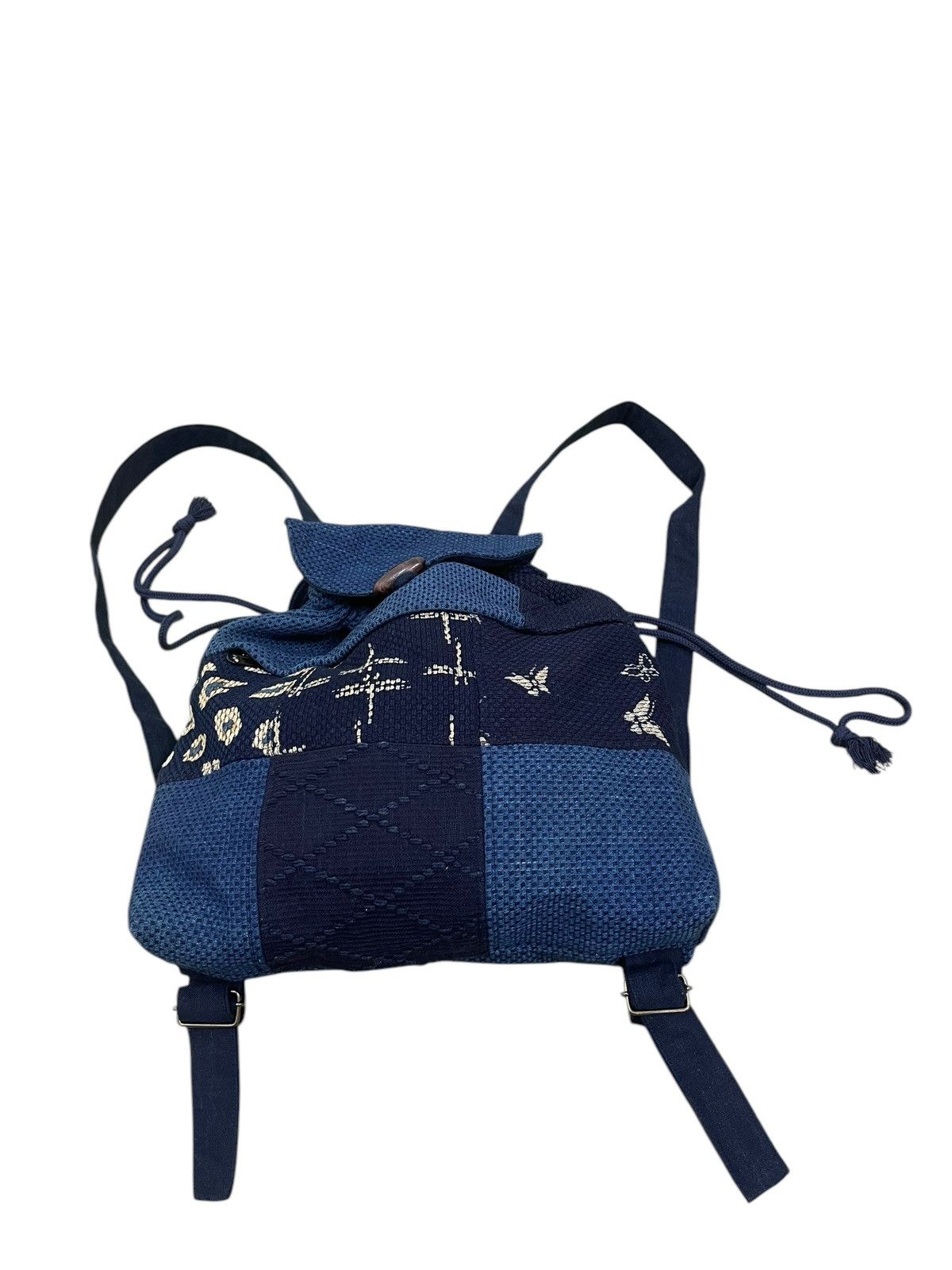 Handmade Indigo Blue Japan Craft Woven Sashiko Backpack Bag 1🟩5 Size ONE SIZE - 4 Thumbnail