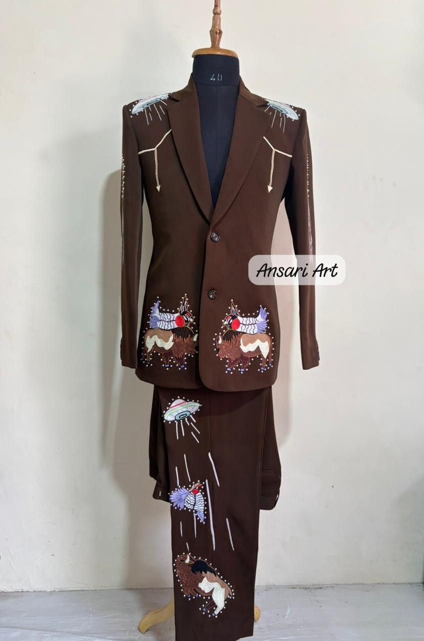 Other Men 2PC Customized Bull space embroidery cocktail western Size 46S - 3 Thumbnail