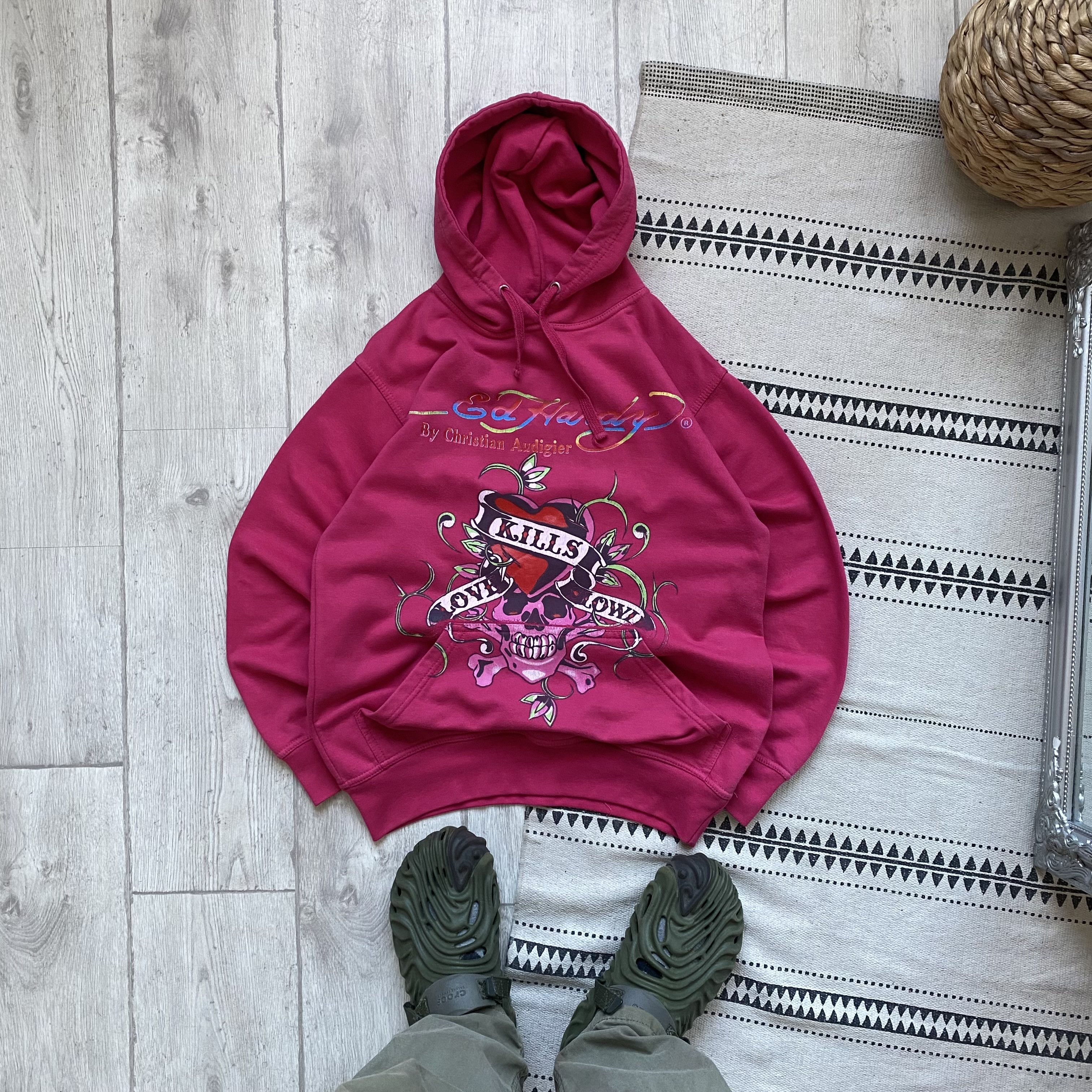 Ed Hardy ❤️ Y2K Vintage 2000s Ed Hardy hoodie pink big logo Size US S / EU 44-46 / 1 - 1 Thumbnail