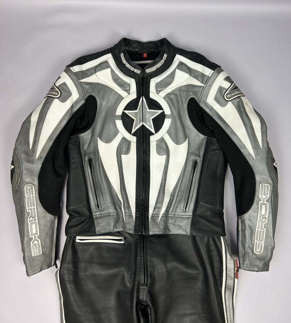Vintage Hein Gericke 2 Piece Set Leather Motorcycle Jacket Trousers Size US M / EU 48-50 / 2 - 3 Thumbnail