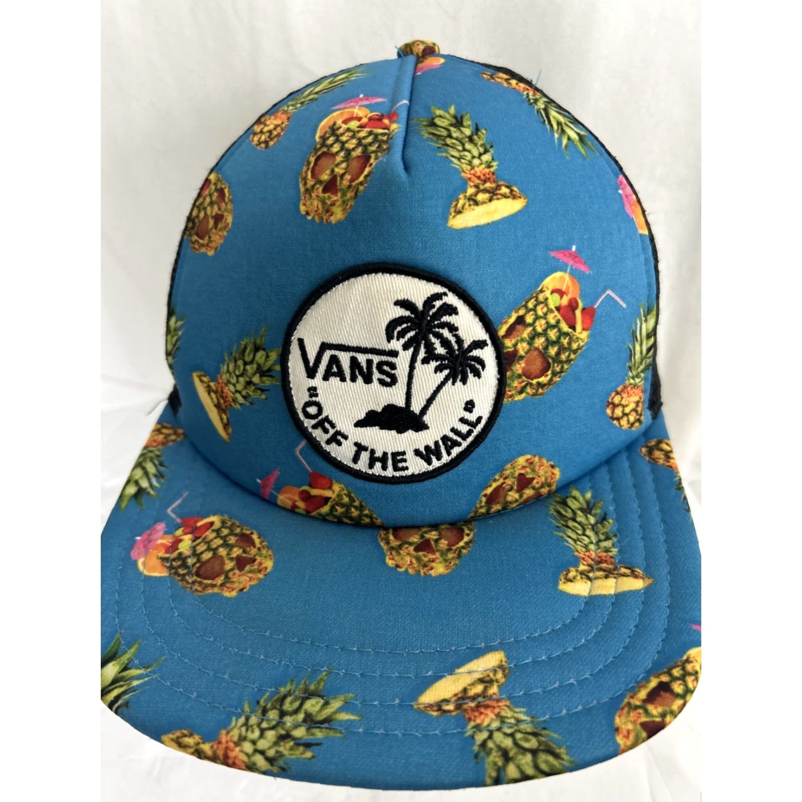 Vans Vans off the wall Men’s Classic patch pineapple print Skulls Blue Trucker Hat Hats Adjustable Men Blue Pineapple Patch Skulls Classic 90s Theme Size ONE SIZE - 3 Thumbnail