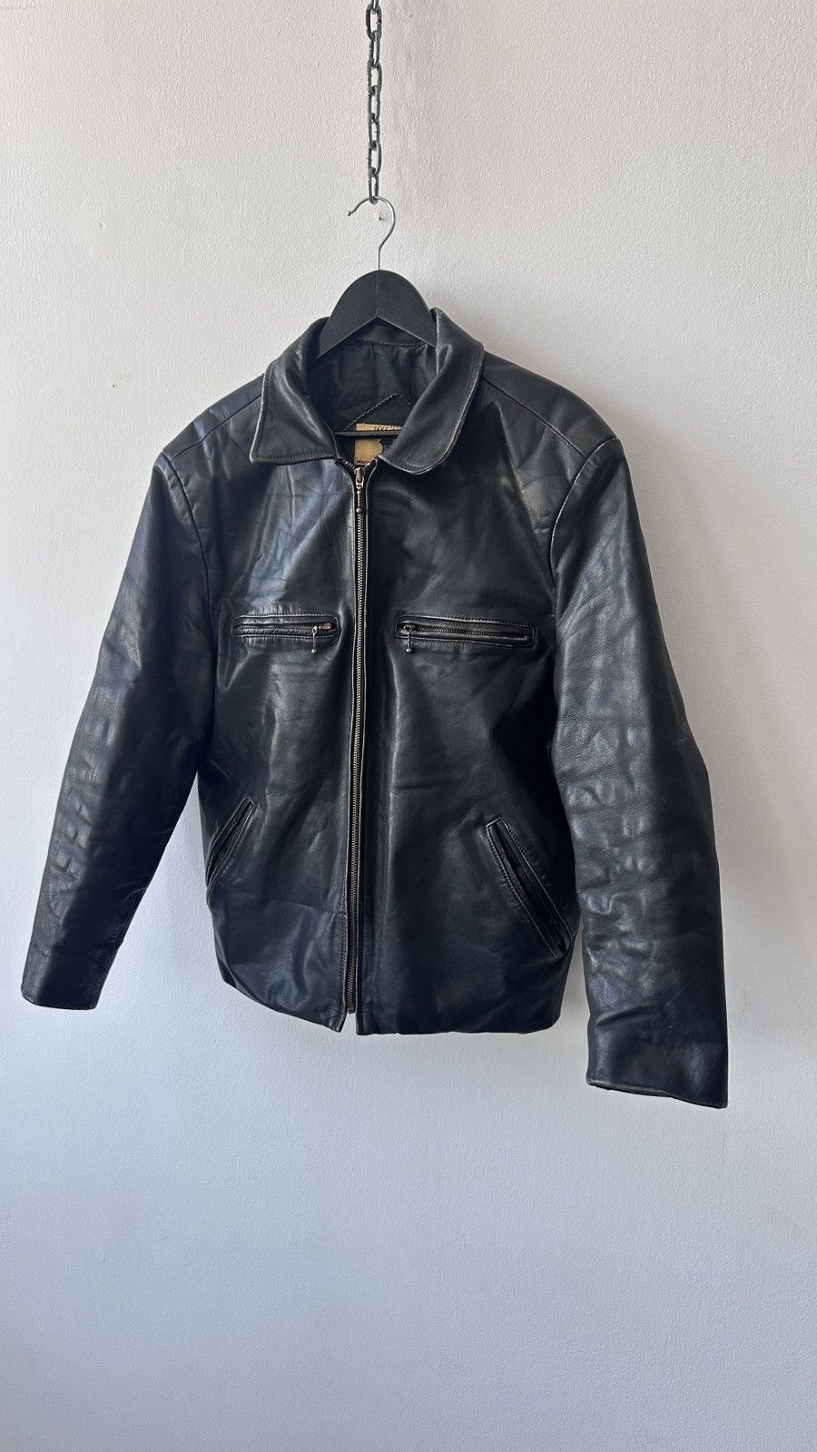 Other Genuine Leather Cafe Racer Jacket Distressed Moto Biker Size US L / EU 52-54 / 3 - 5 Thumbnail