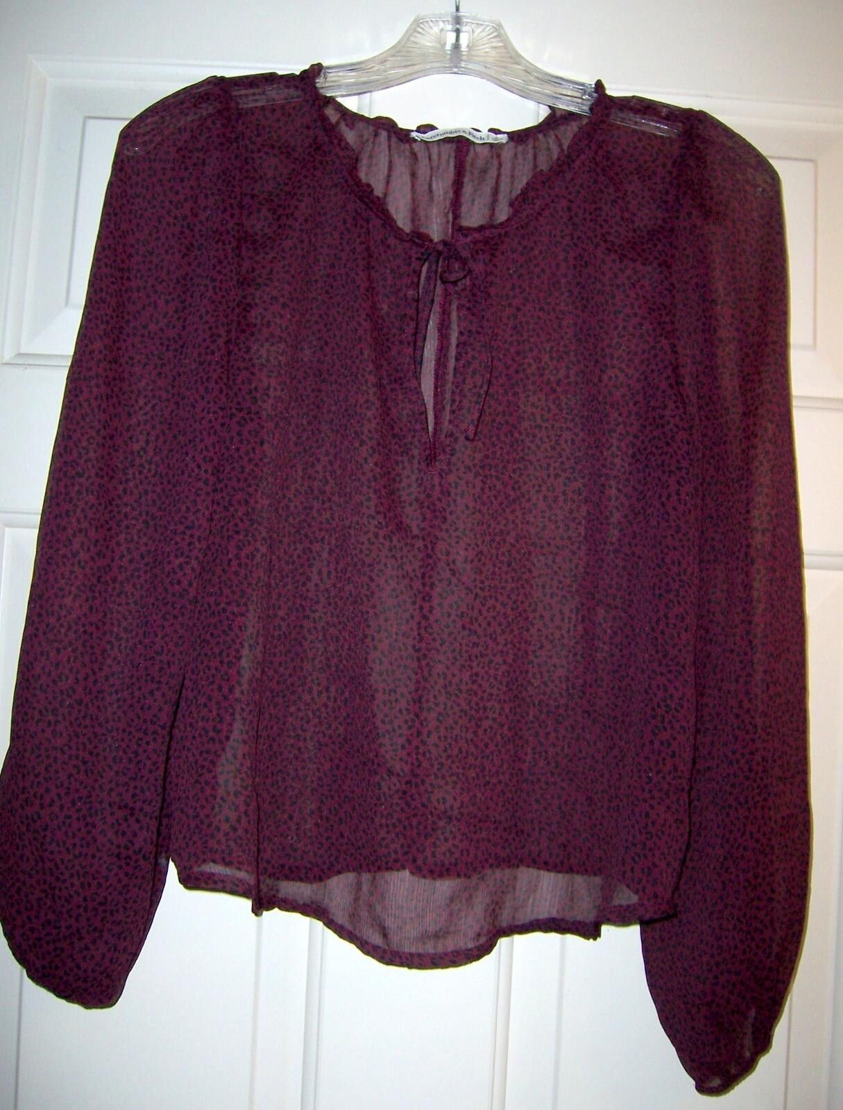 Abercrombie & Fitch Abercrombie & Fitch Maroon Leopard Sheer Chiffon Blouse - S Size S / US 4 / IT 40 - 1 Thumbnail