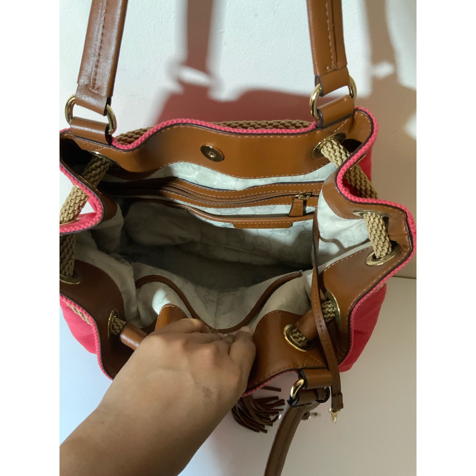 Michael Kors Michael Kors Marina Large Gathered Tote Hobo Bag Canvas USED Size ONE SIZE - 5 Thumbnail