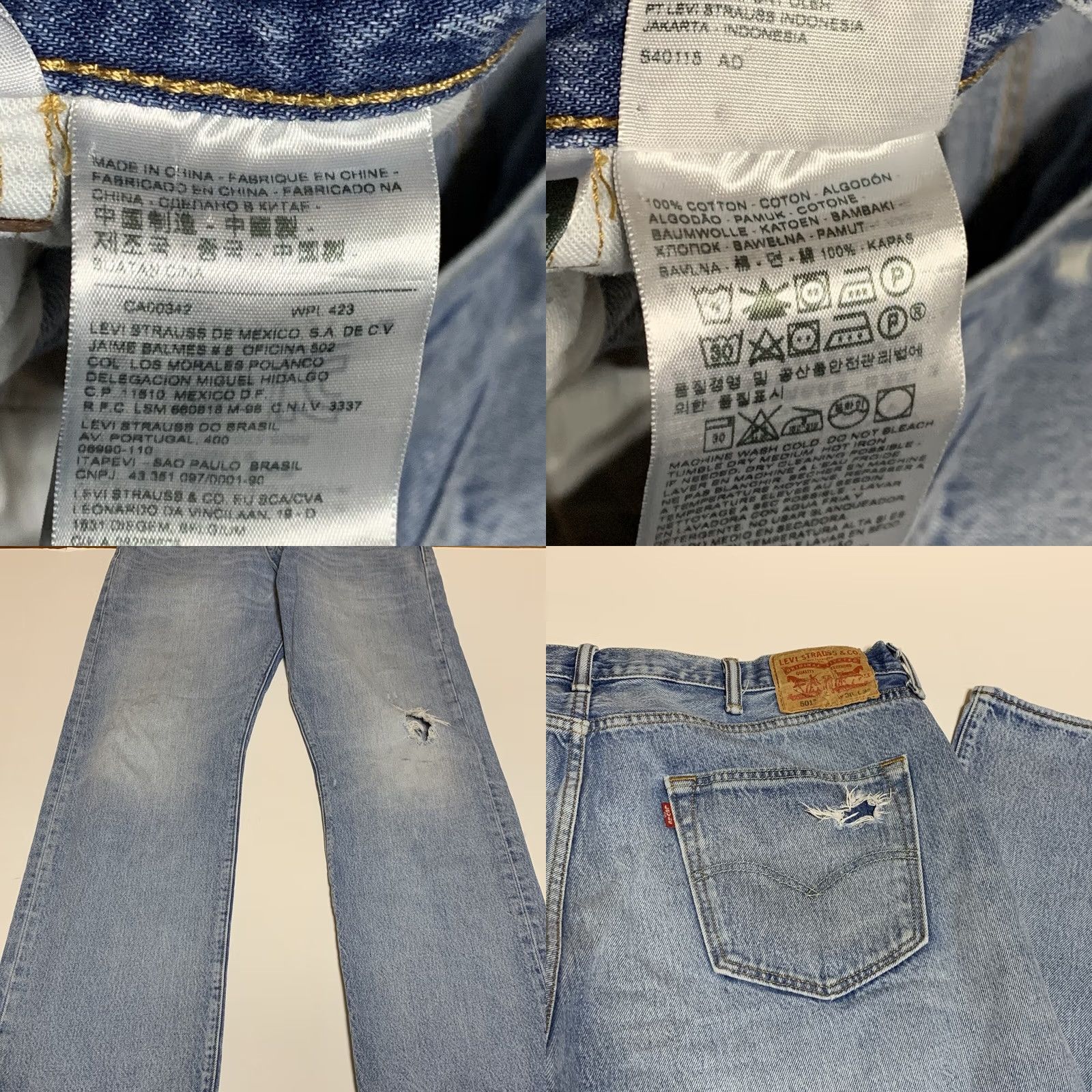 Levi's Levi's 501 Straight Fit Jeans 38x32 Distressed Button Fly Denim 5-Pocket Men Regular Classic Blue Size US 38 / EU 54 - 8 Thumbnail