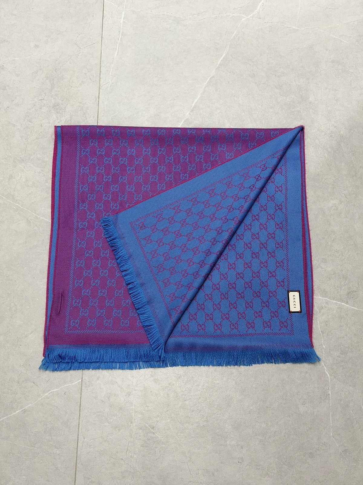 Gucci GUCCI GG Monogram Wool Scarf Purple Blue Demna Nettspend Size ONE SIZE - 7 Thumbnail
