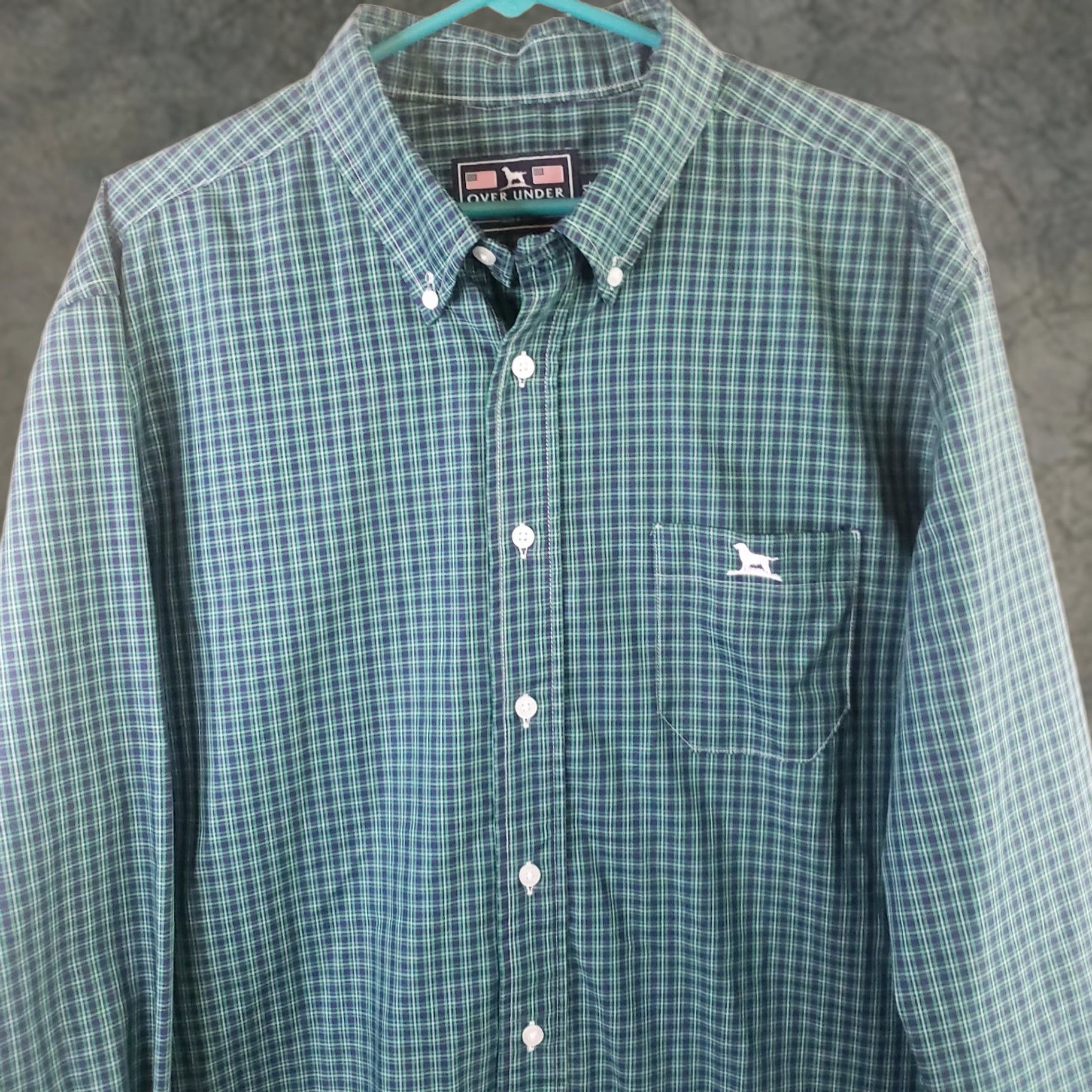 Undercover Over Under Button-Down Shirt XL Multicolor Plaid Non-Iron Embroidered Dog Logo Long Sleeve Button-Up Shirt Mens Size US XL / EU 56 / 4 - 1 Thumbnail