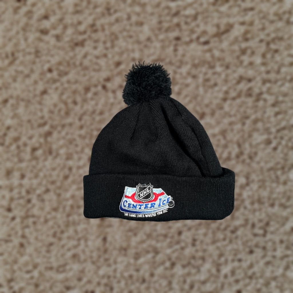 NHL NHL Center Ice Beanie Toque Adult One Size Black Knit 100% Acrylic Pom Cable Hat Mens Beanie Black Size ONE SIZE - 1 Thumbnail