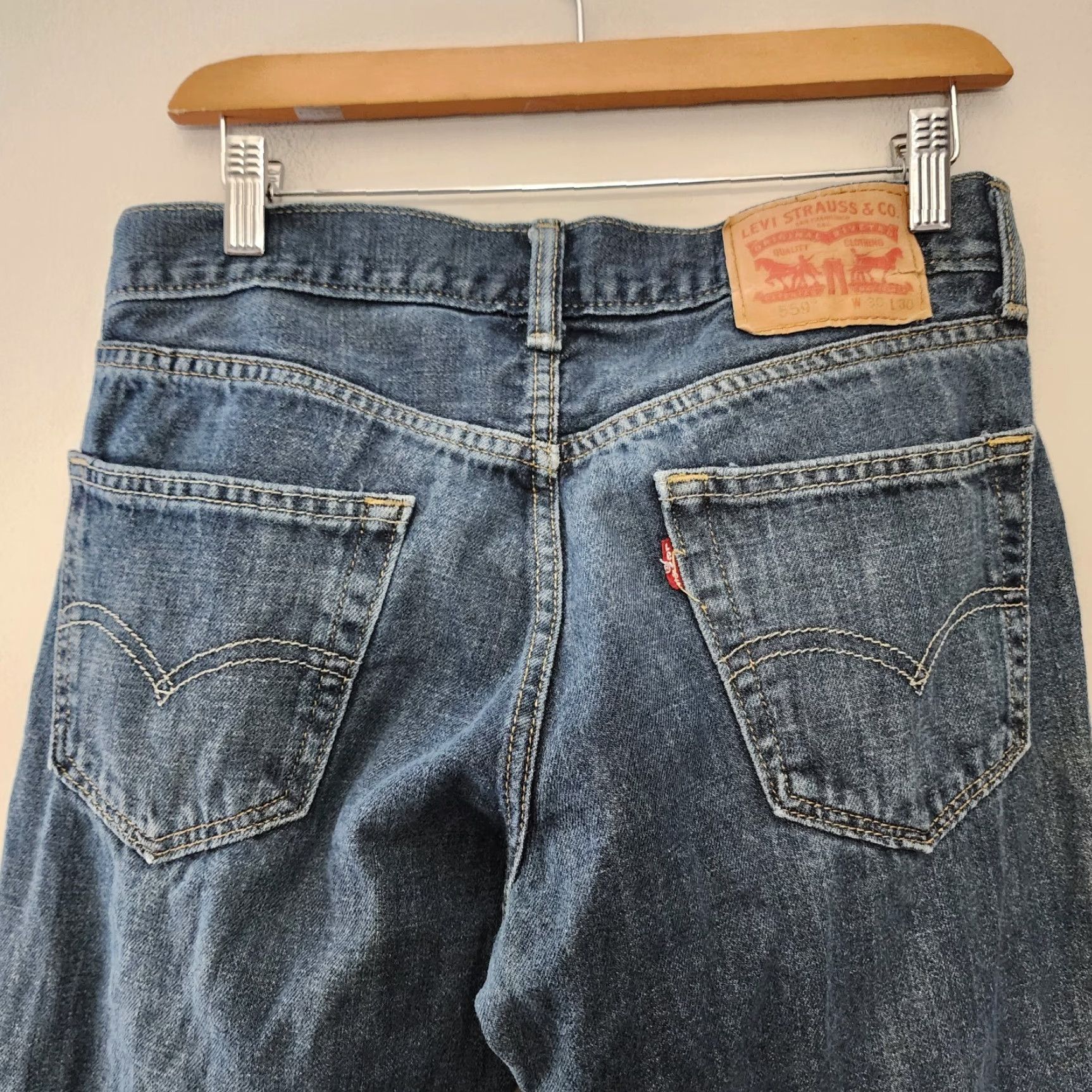 Levi's Levi's 559 Jeans Mens 30x30 Blue Dark Wash Denim Straight Work 5-Pocket Regular Fit Vintage No Size US 30 / EU 46 - 5 Thumbnail
