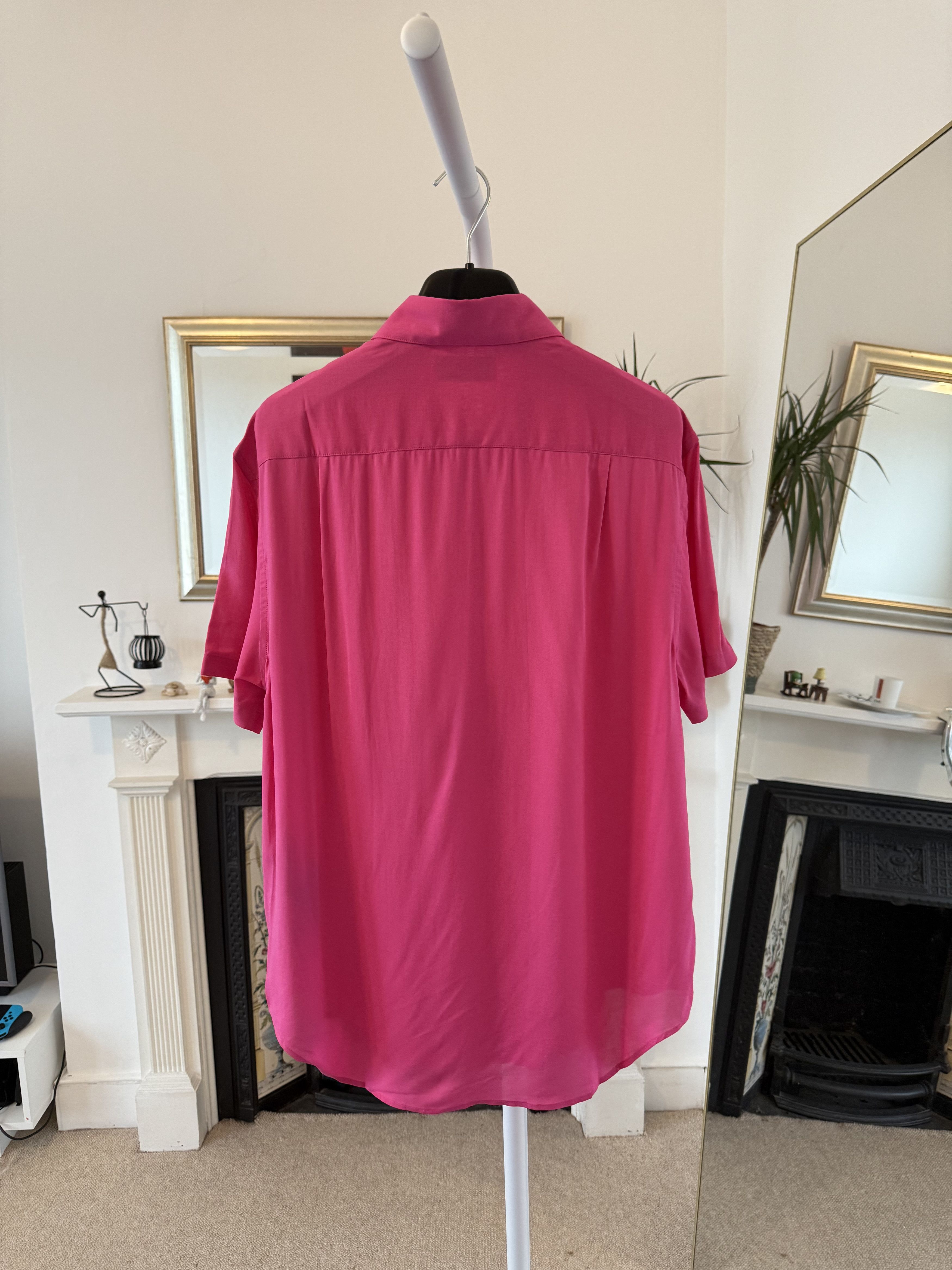 Saint Laurent Paris Saint Laurent Pink Viscose Short Sleeve Shirt Size US M / EU 48-50 / 2 - 4 Thumbnail