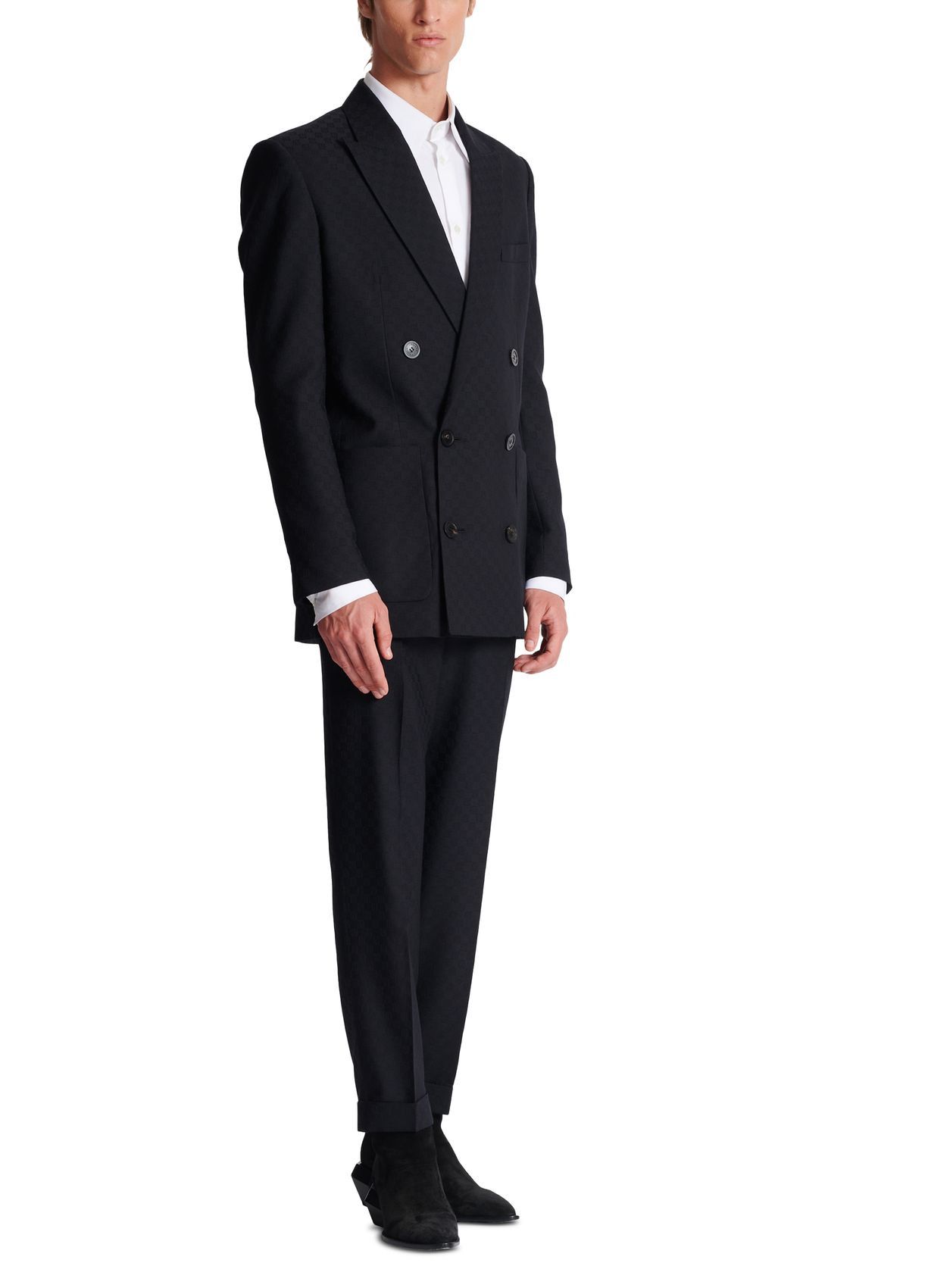 Balmain o1s1wg110125 Jacquard Monogram Blazer in Black Size US S / EU 44-46 / 1 - 6 Thumbnail