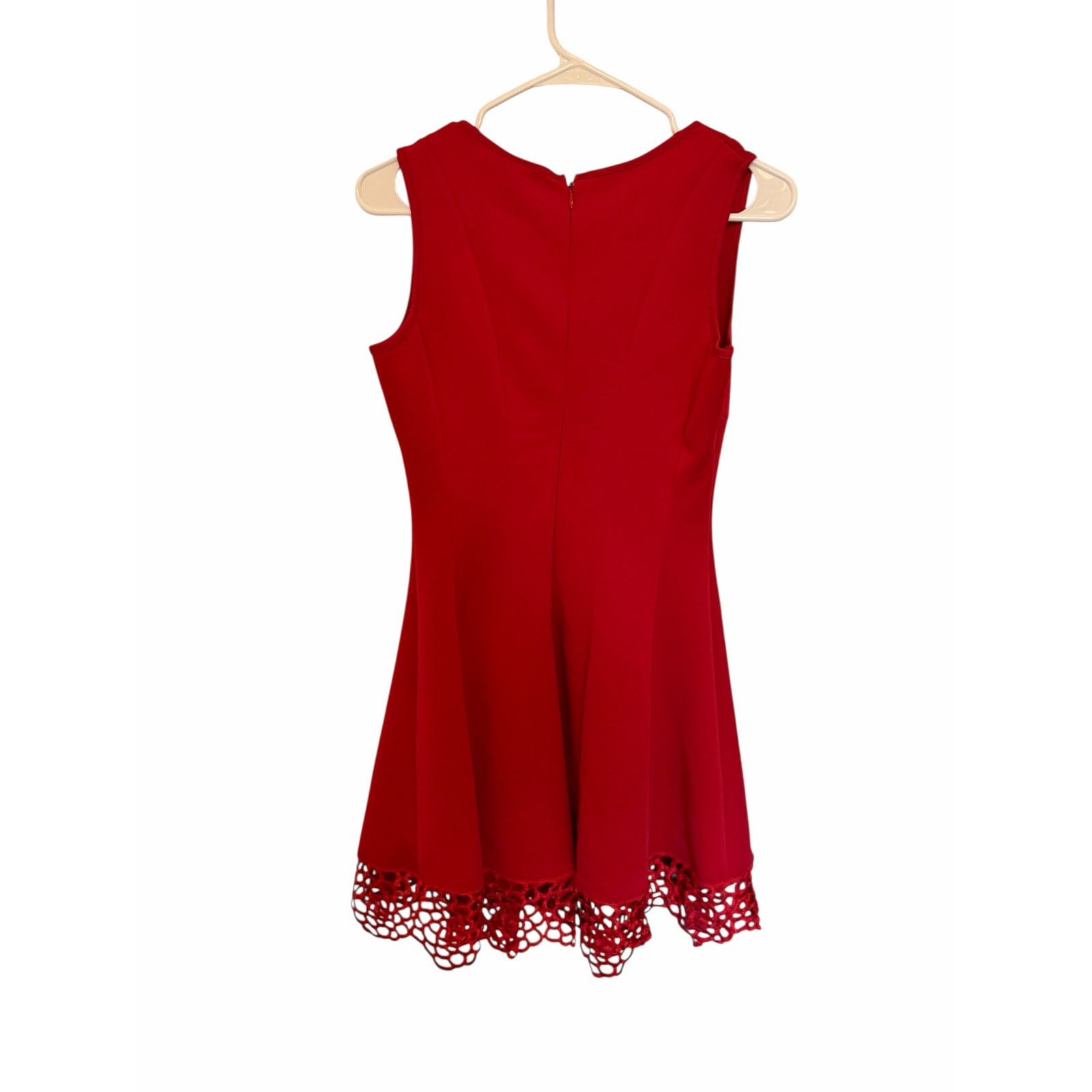 Other Roz & Ali Red Embroidered Hem Sleeveless V-Neck Mini Dress Size S / US 4 / IT 40 - 5 Thumbnail
