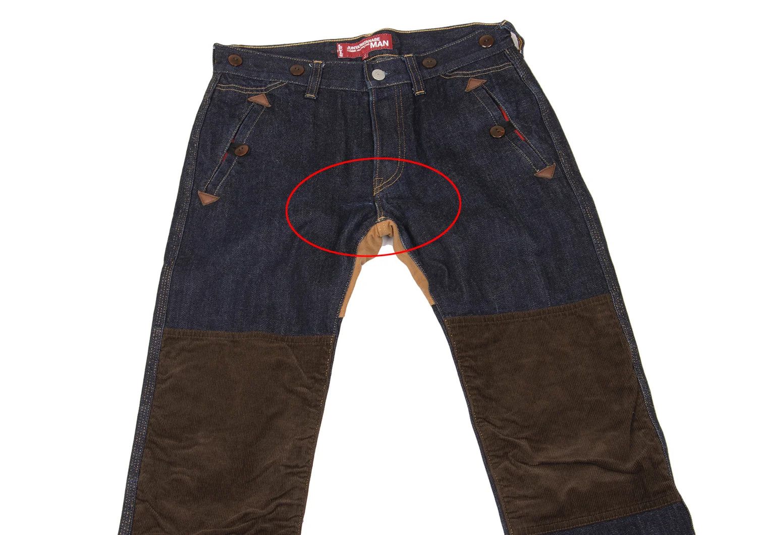 Junya Watanabe Corduroy Knee Patch Denim in Indigo Brown, Size S Size US 38 / EU 54 - 2 Thumbnail