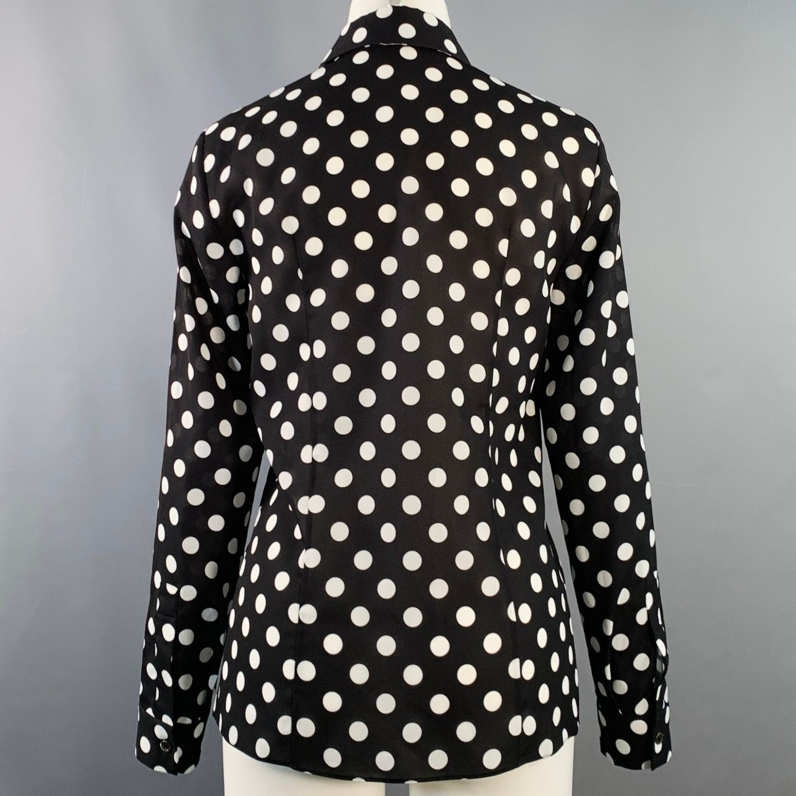 Michael Kors MICHAEL KORS Black White Polyester Polka Dot Bow Blouse Size XS / US 0-2 / IT 36-38 - 4 Thumbnail