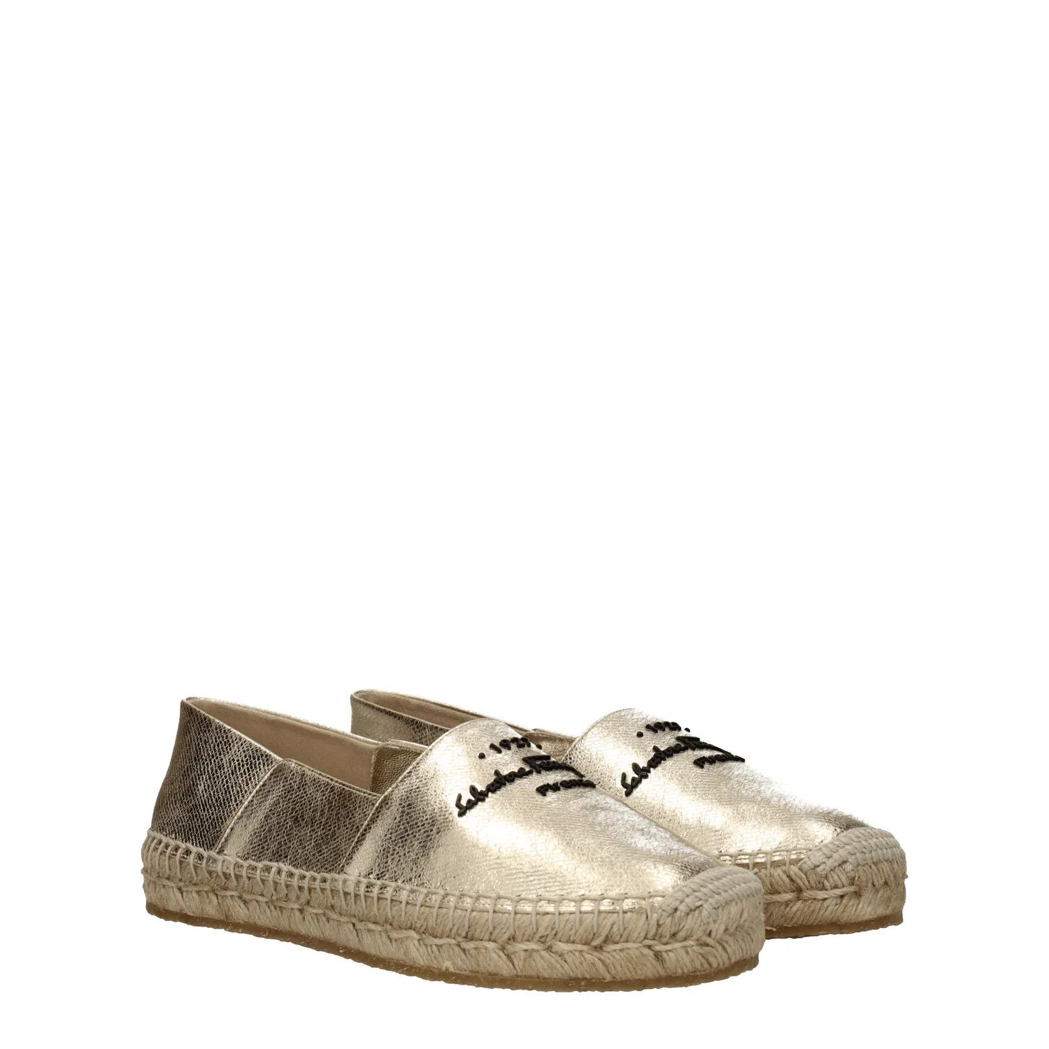 Salvatore Ferragamo ob1o1e1224 Leather Espadrilles in Gold Size US 5.5 / IT 35.5 - 2 Thumbnail