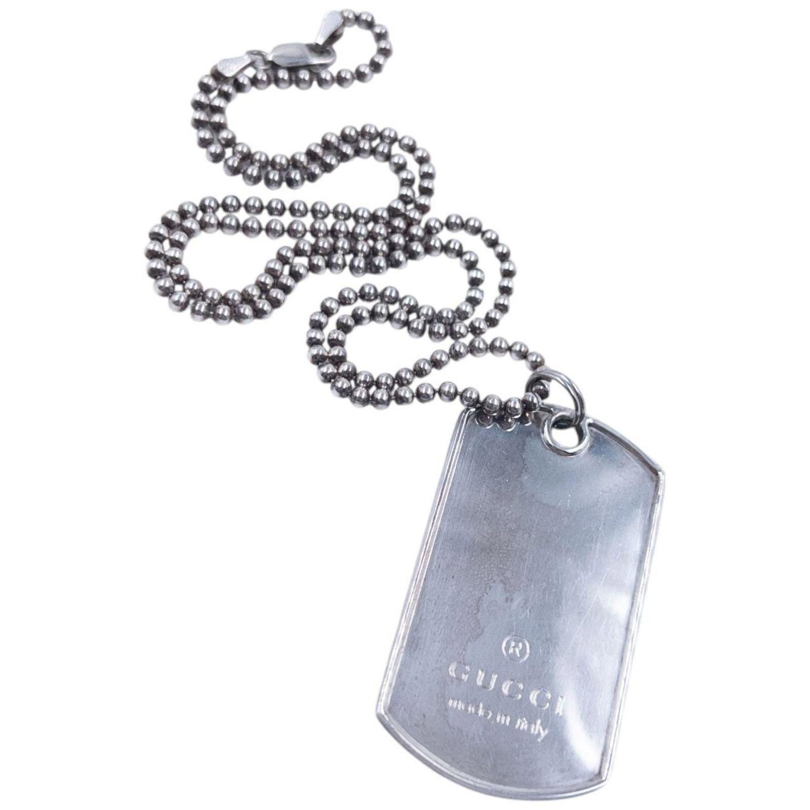 Gucci Vintage 2000s Gucci Embossed Dog Tag Necklace Size ONE SIZE - 1 Thumbnail