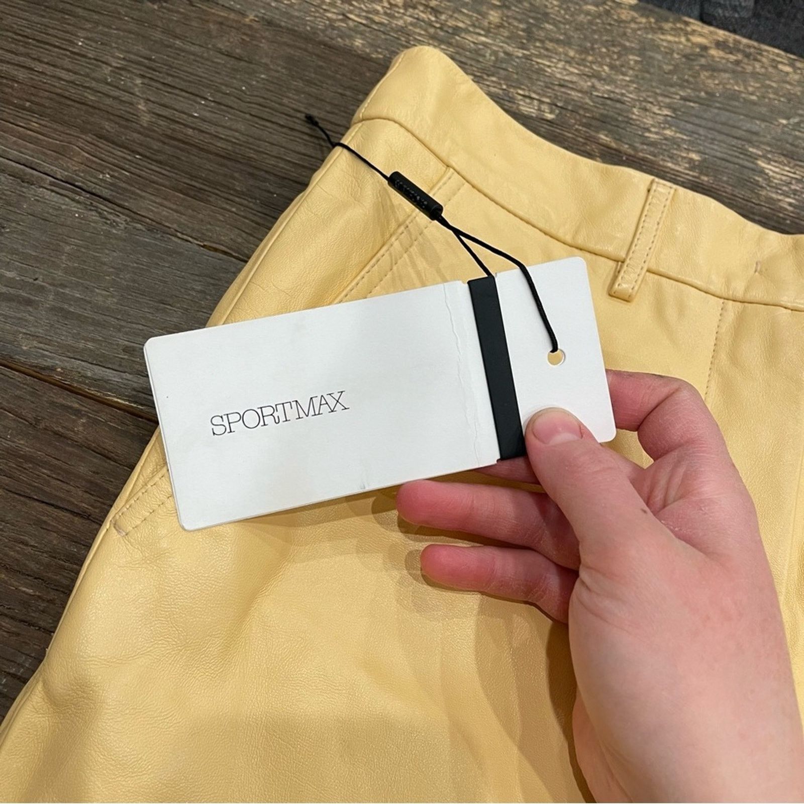 Sportmax SPORTMAX Slim-fit trousers lamb leather turn-up detail cream Size 27" / US 4 / IT 40 - 8 Thumbnail