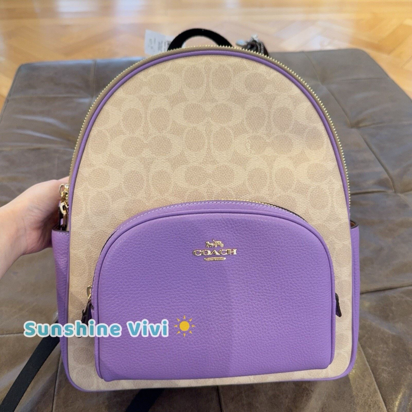 NWT Coach Court Backpack Signature Canvas CZ176 Sand/Iris