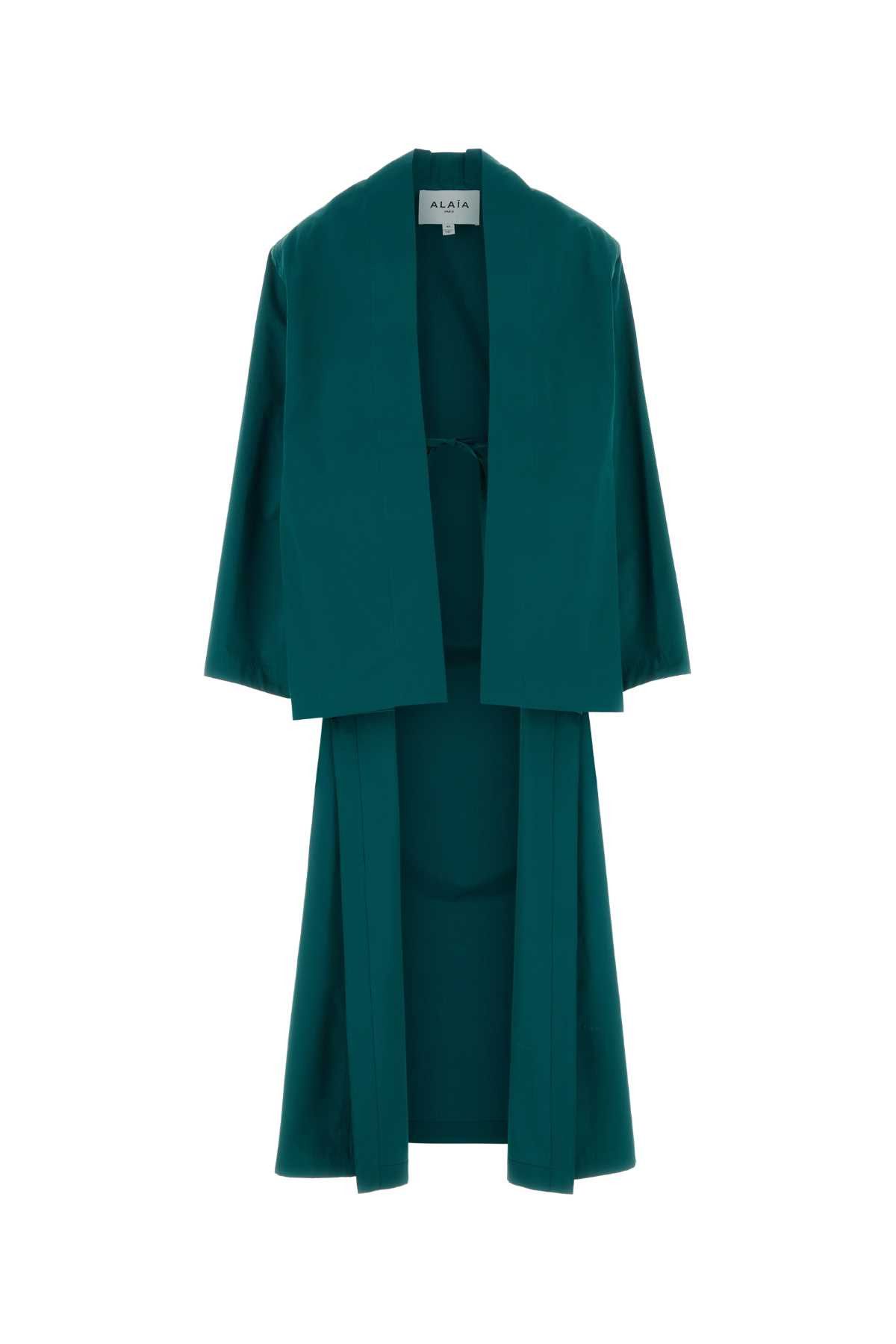 Alaia Petrol Blue Poplin Over Coat Size XS / US 0-2 / IT 36-38 - 1 Thumbnail