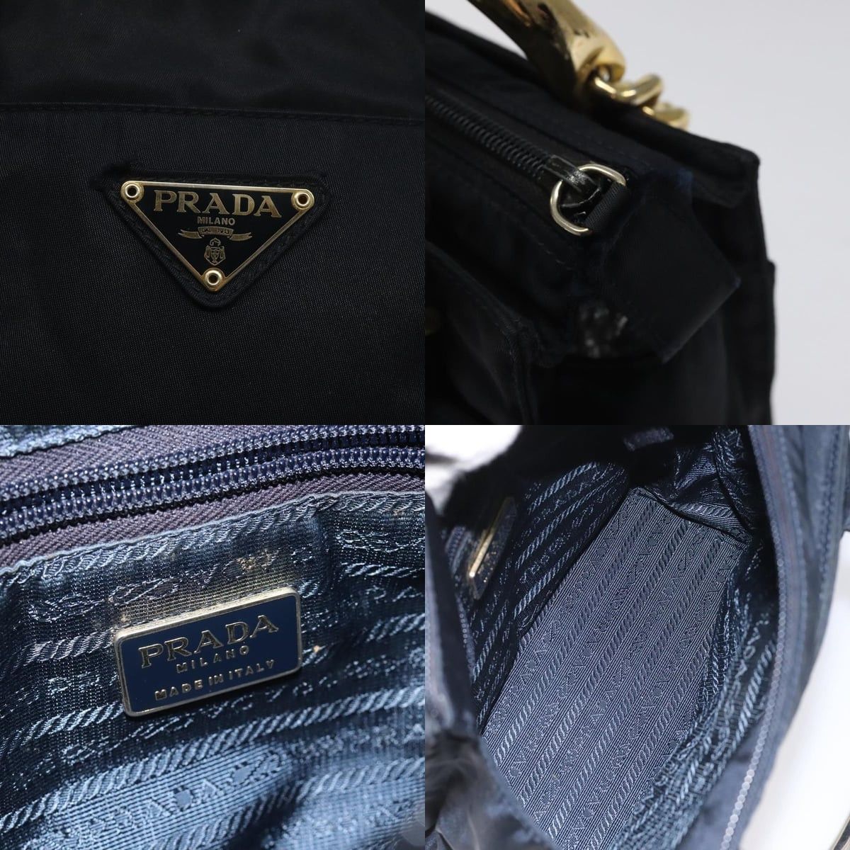 Prada PRADA Hand Bag Nylon Navy Gold Size ONE SIZE - 11 Thumbnail