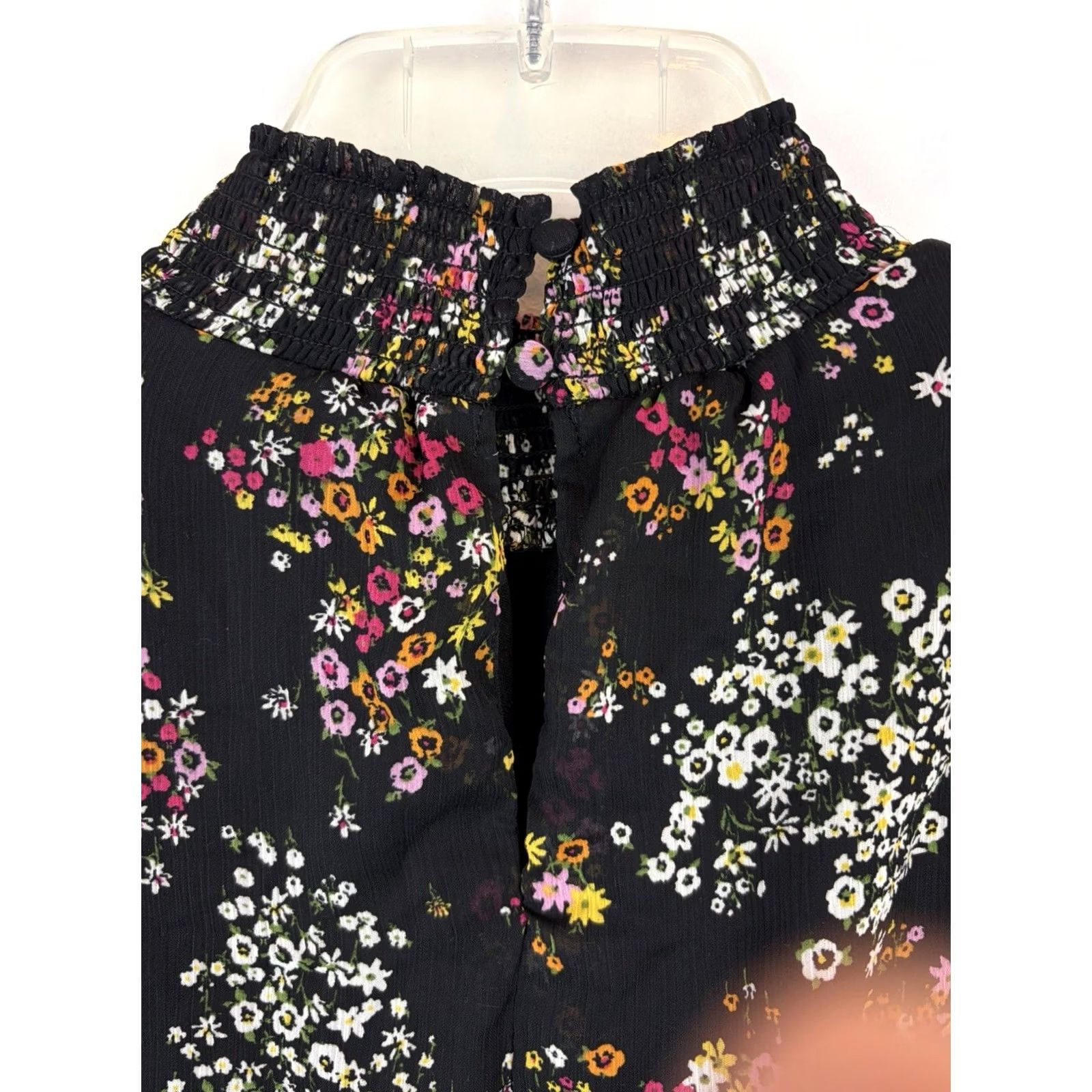 Vintage Sam and Jess Midi Dress Womens Large Black Floral Ruffle Lined Wedding Size L / US 10 / IT 46 - 7 Thumbnail