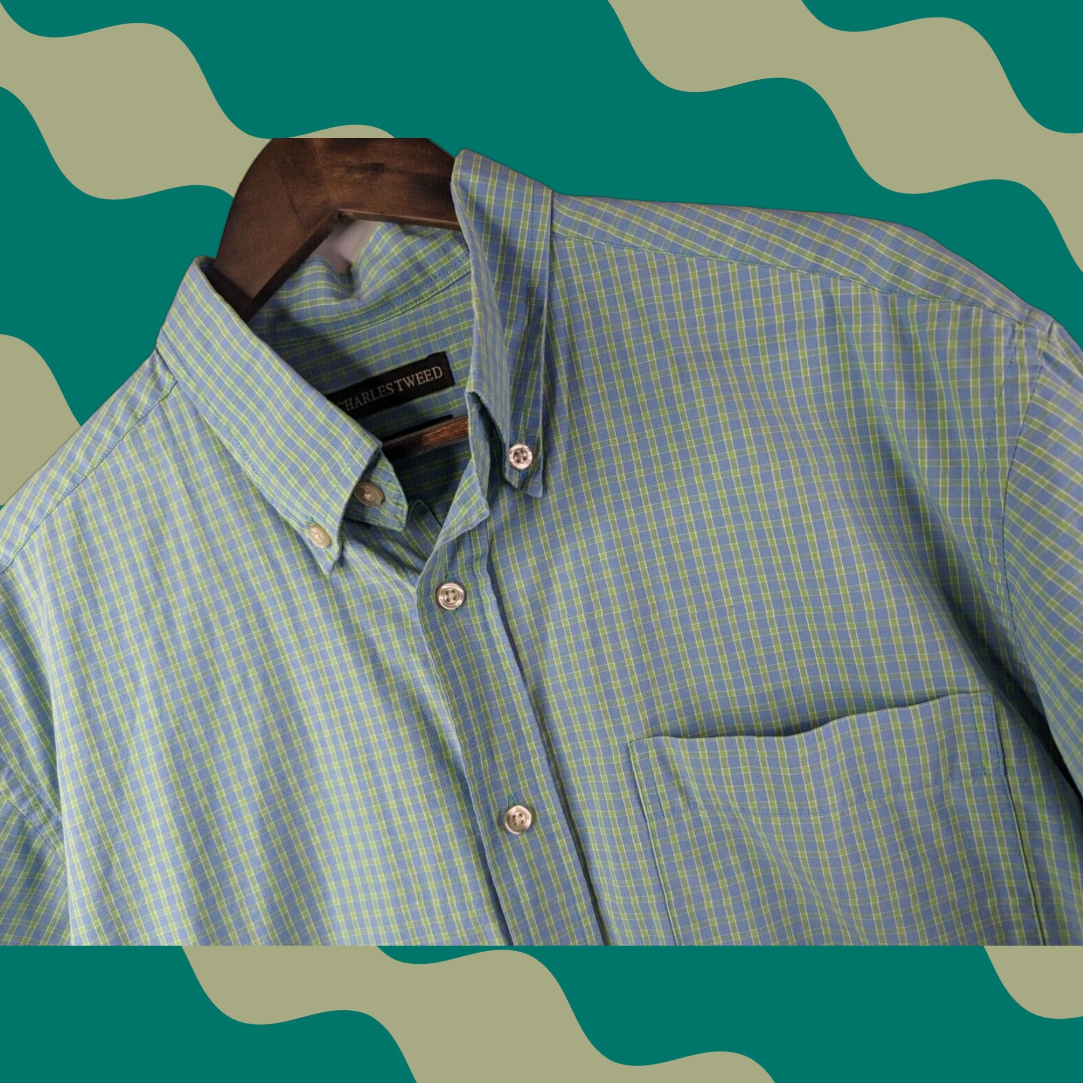 Vintage CHARLES TWEED Shirt XL Wrinkle Resistant Check Short Sleeve Cotton Tweed Button-Up Men Size US XL / EU 56 / 4 - 1 Thumbnail