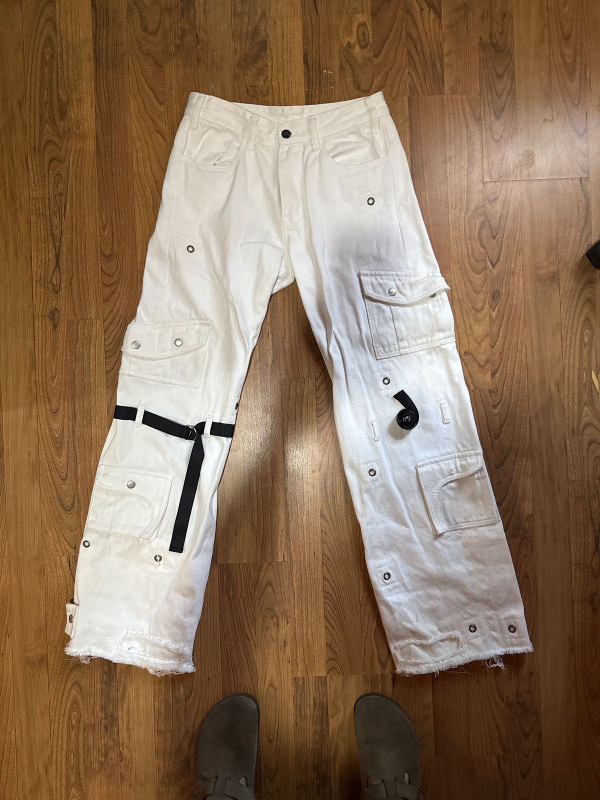 Vintage White Denim Cargo Pants Size US 30 / EU 46 - 1 Thumbnail
