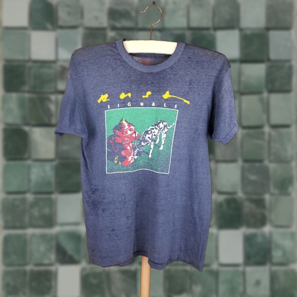 Vintage VINTAGE 83' RUSH NEW WORLD TOUR SUN FADED BURNOUT T-SHIRT SZ M Shirt Men Black Cotton Short Sleeve Round Neck Band Theme USA Retro Size US M / EU 48-50 / 2 - 1 Thumbnail