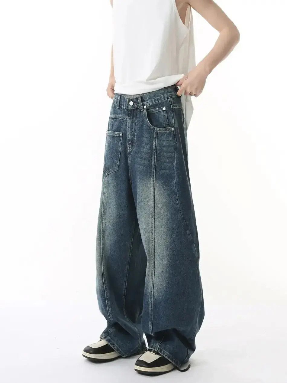 Japanese Brand Retro straight leg curved knife wide leg jeans Size US 32 / EU 48 - 3 Thumbnail