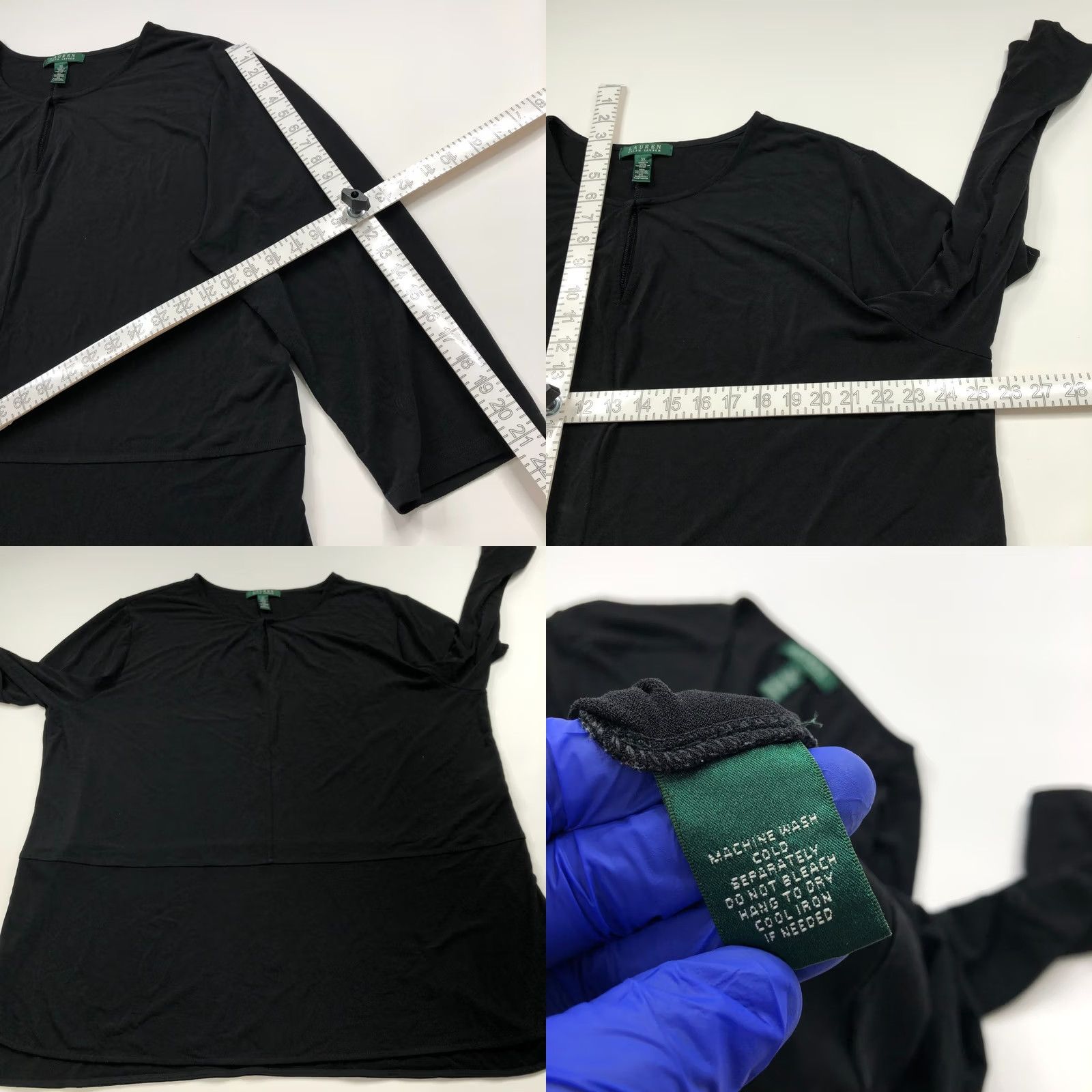 Ralph Lauren Lauren Ralph Lauren Plus 3X Blouse Shirt Top Black Size XXL / US 16-18 / IT 52-54 - 8 Thumbnail
