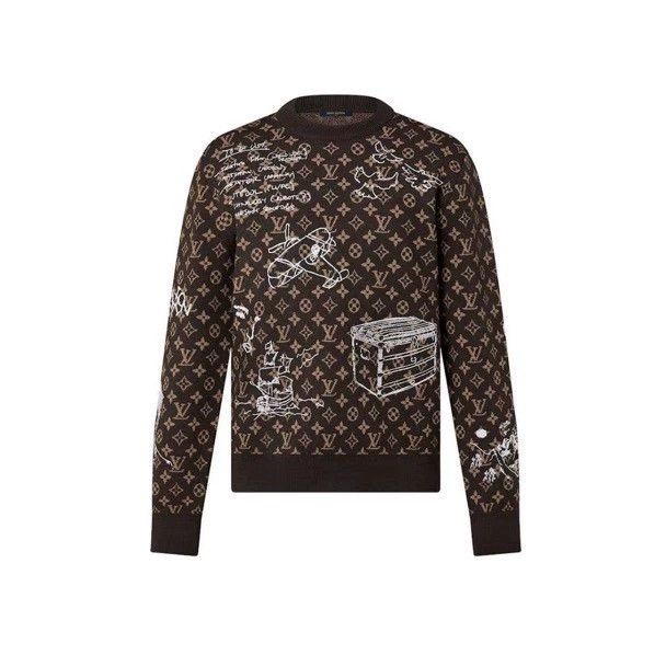 Louis Vuitton Louis Vuitton Brown old flower full print sweater Size US L / EU 52-54 / 3 - 1 Thumbnail