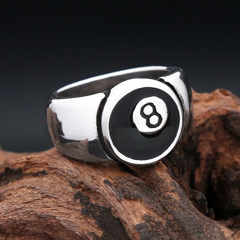 Other Stainless Steel Number Black 8 Ring Size ONE SIZE - 6 Thumbnail