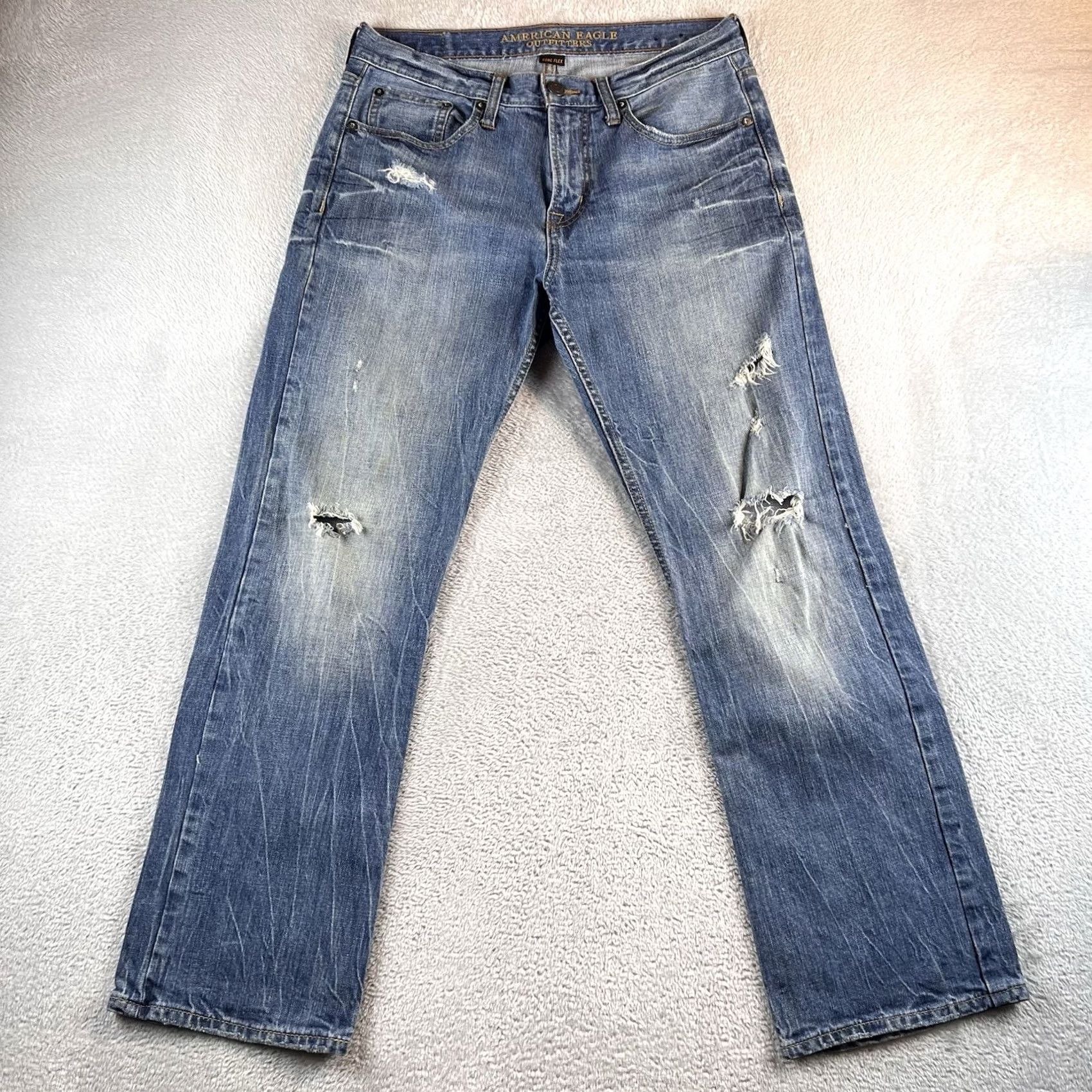 American Eagle Outfitters American Eagle Outfitters Jeans Bootcut 31x32 Blue Distressed 5-Pocket Denim Mens Regular Size US 31 - 4 Thumbnail