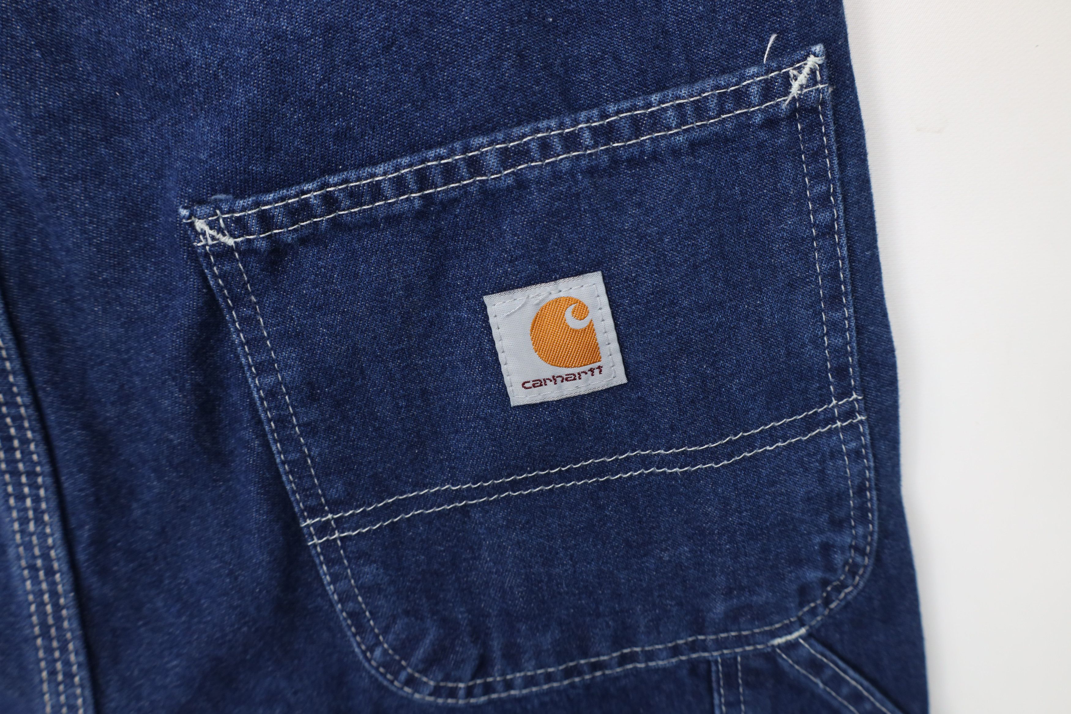Carhartt Vintage Y2K Carhartt Workwear Wide Leg Dungaree Jeans Blue Size US 34 / EU 50 - 13 Thumbnail