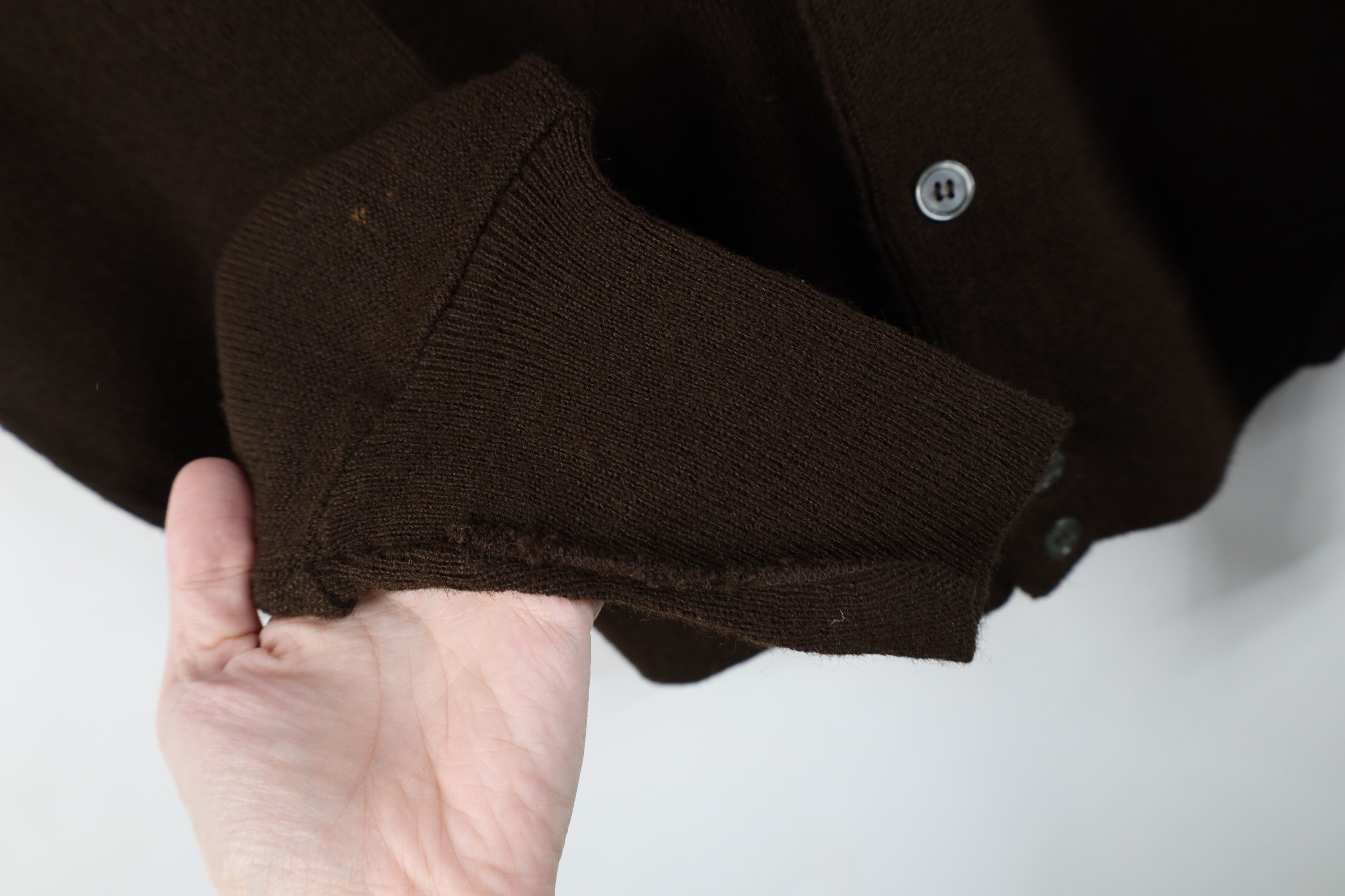 Vintage Vintage 70s Streetwear Blank Knit Cardigan Sweater Brown USA Size US L / EU 52-54 / 3 - 5 Thumbnail
