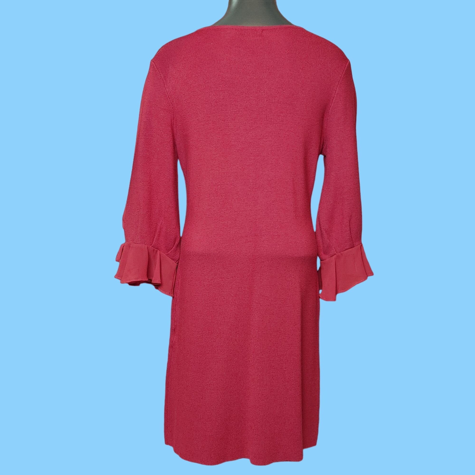 Other New York & Company Women's Knitted/Woven Red Ruffled Sleeve Size S / US 4 / IT 40 - 2 Thumbnail