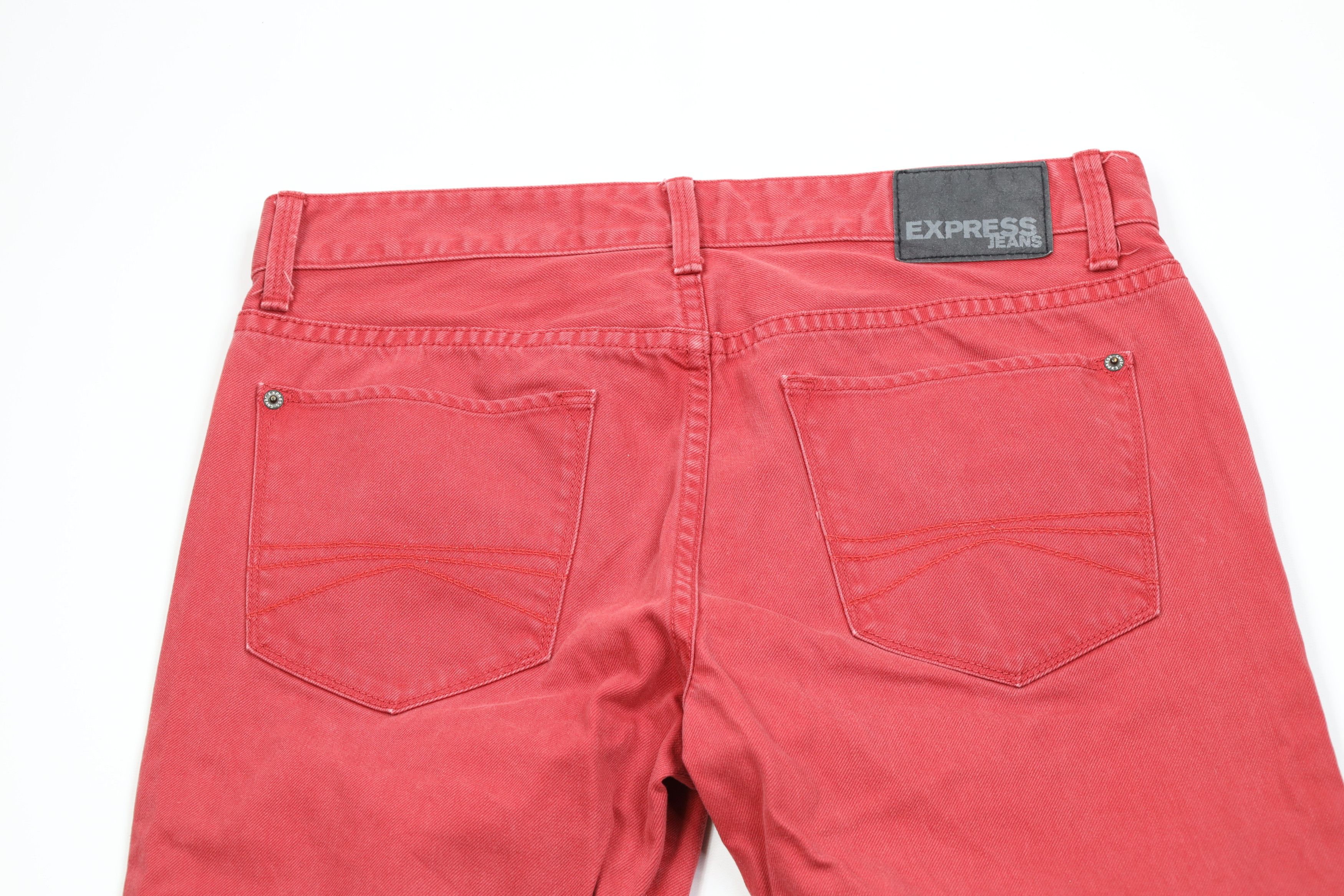 Express Express Rocco Slim Fit Skinny Leg Denim Jeans Red Cotton Size US 32 / EU 48 - 10 Thumbnail