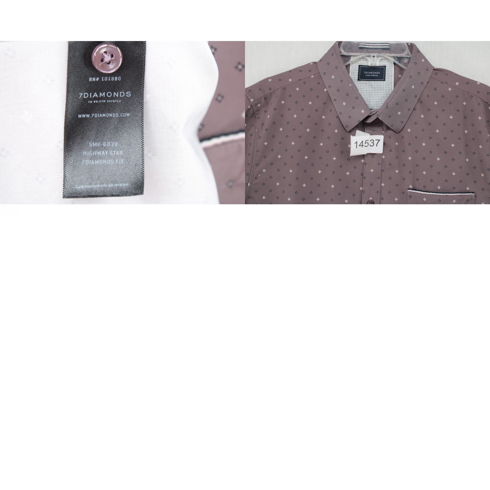 Vintage 7 Diamonds Men's XL Short Sleeve Button Shirt Highway Star Preppy 4 Way Stretch Size US XL / EU 56 / 4 - 8 Thumbnail
