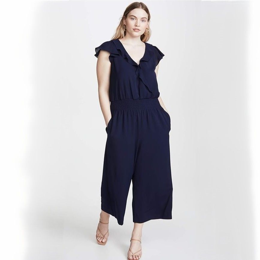 Parker Billie Cropped Jumpsuit in Navy size US 4 NWOT MSRP $288 Size 27" / US 4 / IT 40 - 3 Thumbnail