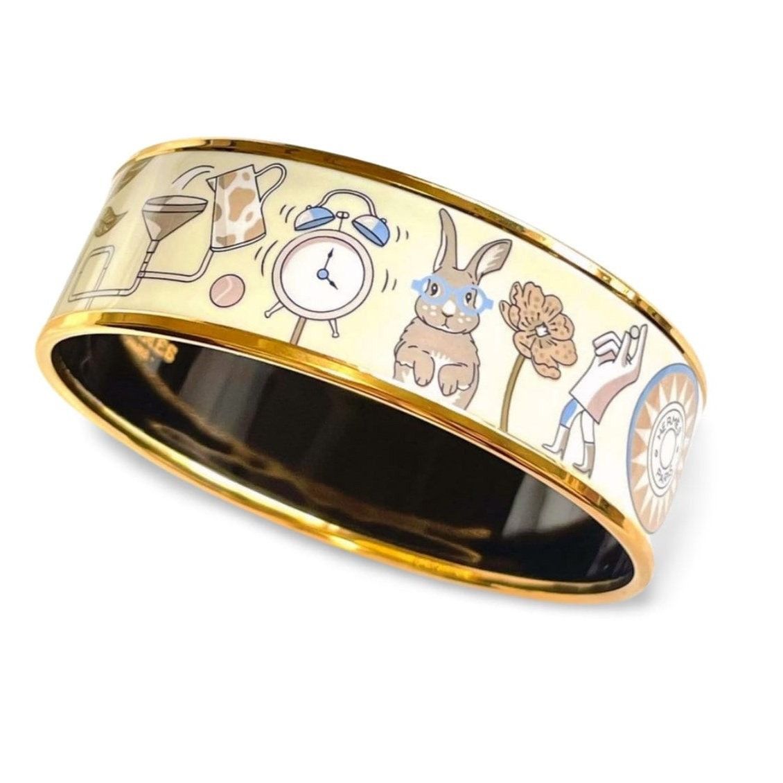 Hermes Vintage Hermes cloisonne enamel golden bangle with rabbit Size ONE SIZE - 1 Thumbnail
