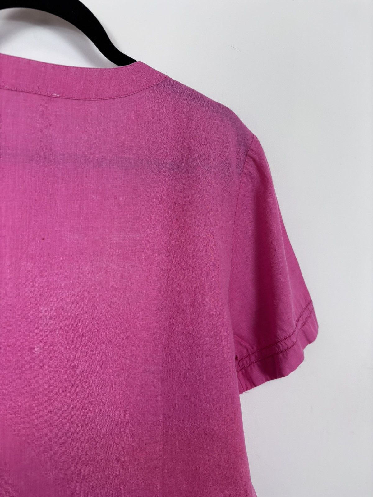 Davide Cenci Davide Cenci Vintage Women’s Pink Linen Short Sleeve Shirt Size L / US 10 / IT 46 - 18 Thumbnail
