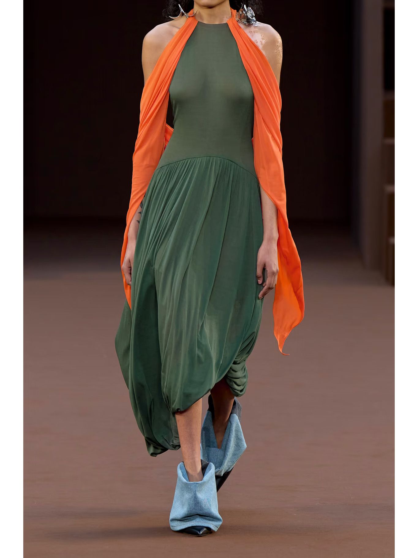 Loewe o1y1025 Maxi Dress in Military Green/Red Size M / US 6-8 / IT 42-44 - 4 Thumbnail