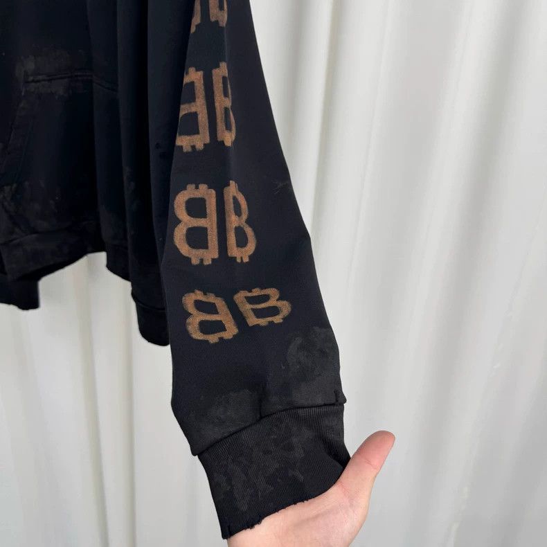 Balenciaga Balenciaga Mud Dye Double B Old Printed Hoodie Size US S / EU 44-46 / 1 - 4 Thumbnail