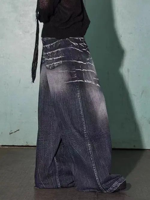 VIBE Vintage washed distressed lightning texture baggy jeans Size US 32 / EU 48 - 5 Thumbnail