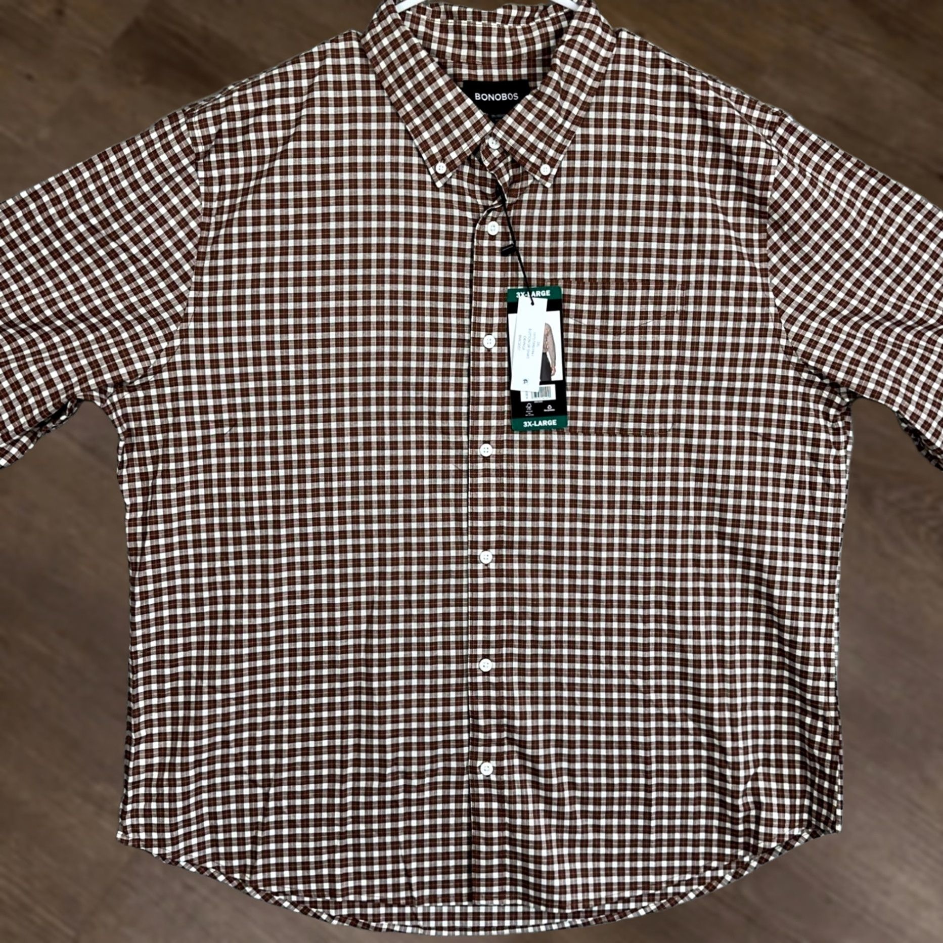 Bonobos VINTAGE Bonobos Shirt Mens 3XL Brown White Button Down Plaid Stretch Long Sleeve Size US XXL / EU 58 / 5 - 1 Thumbnail