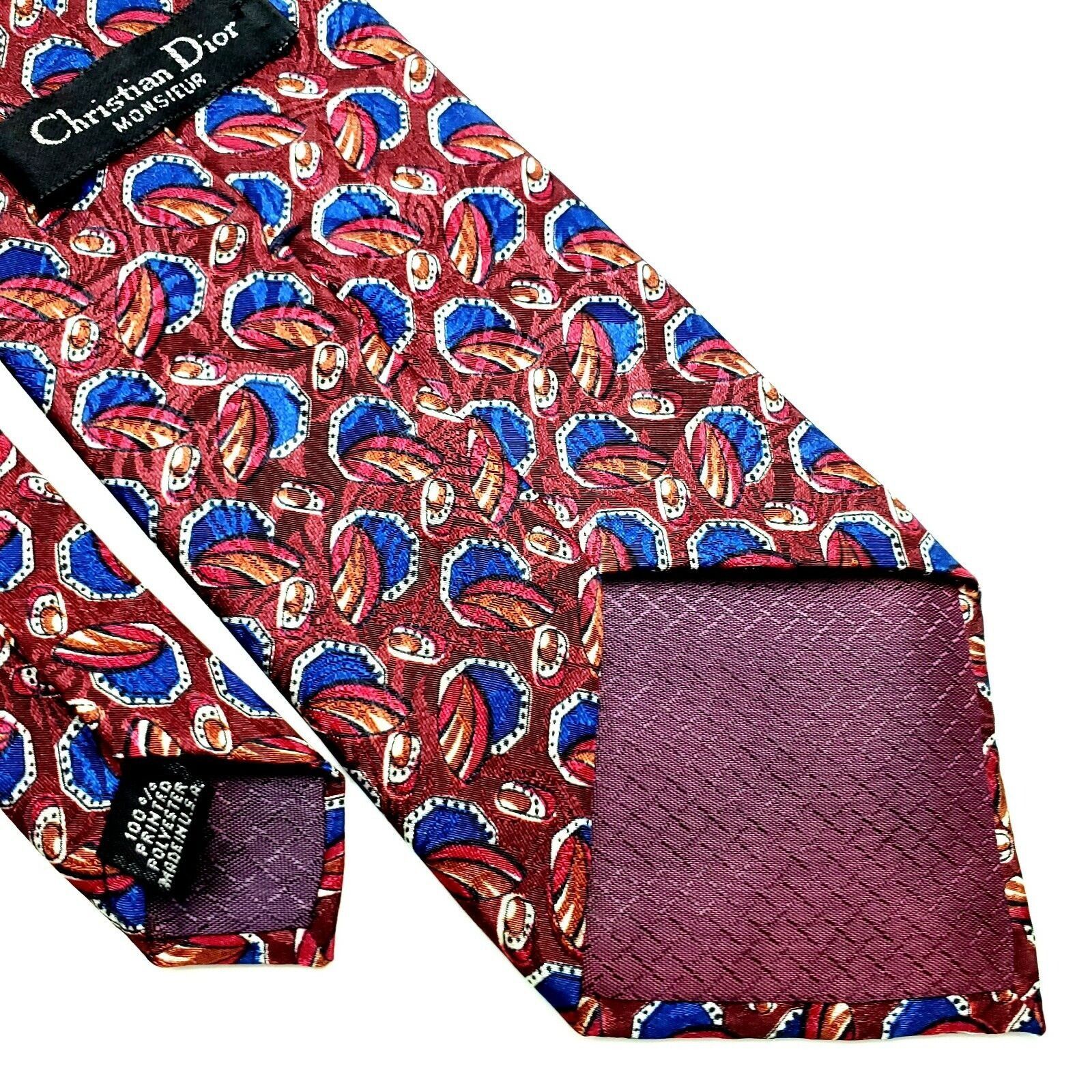 Christian Dior Monsieur Christian Dior Monsieur Polyester Tie Red Blue Abstract Geom Size ONE SIZE - 5 Thumbnail