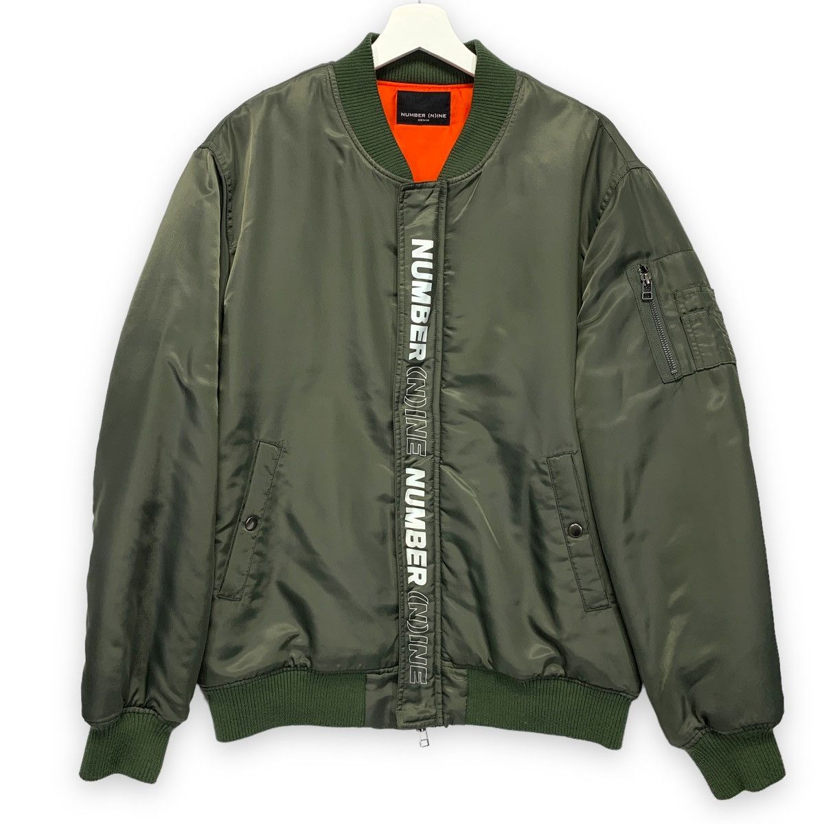 image of Number N Ine Number Nine Logo Ma-1 Bomber Jacket Olive, Men's (Size Large)